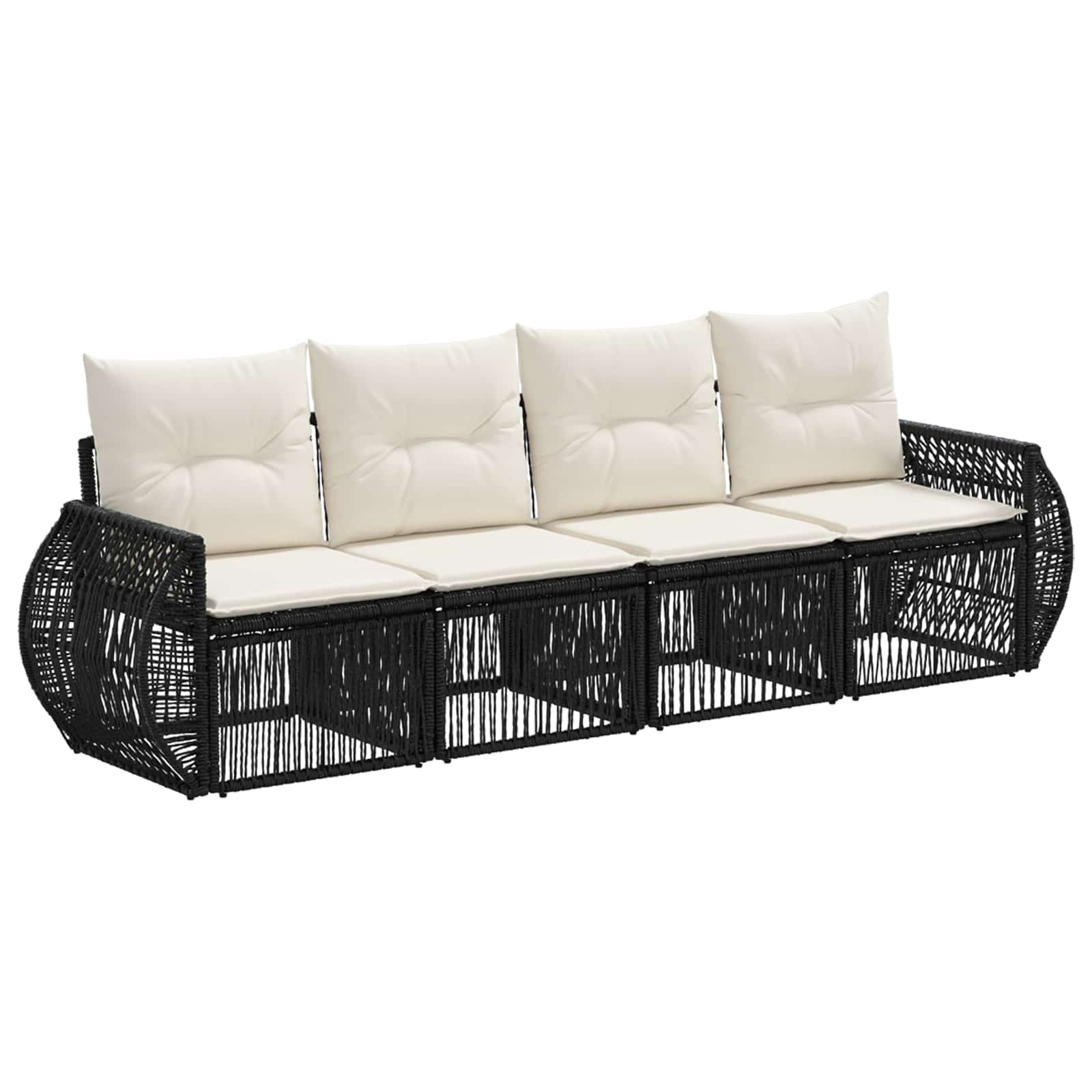 Ensemble de canapé de jardin 4 pcs Noir et blanc crème - XIOS