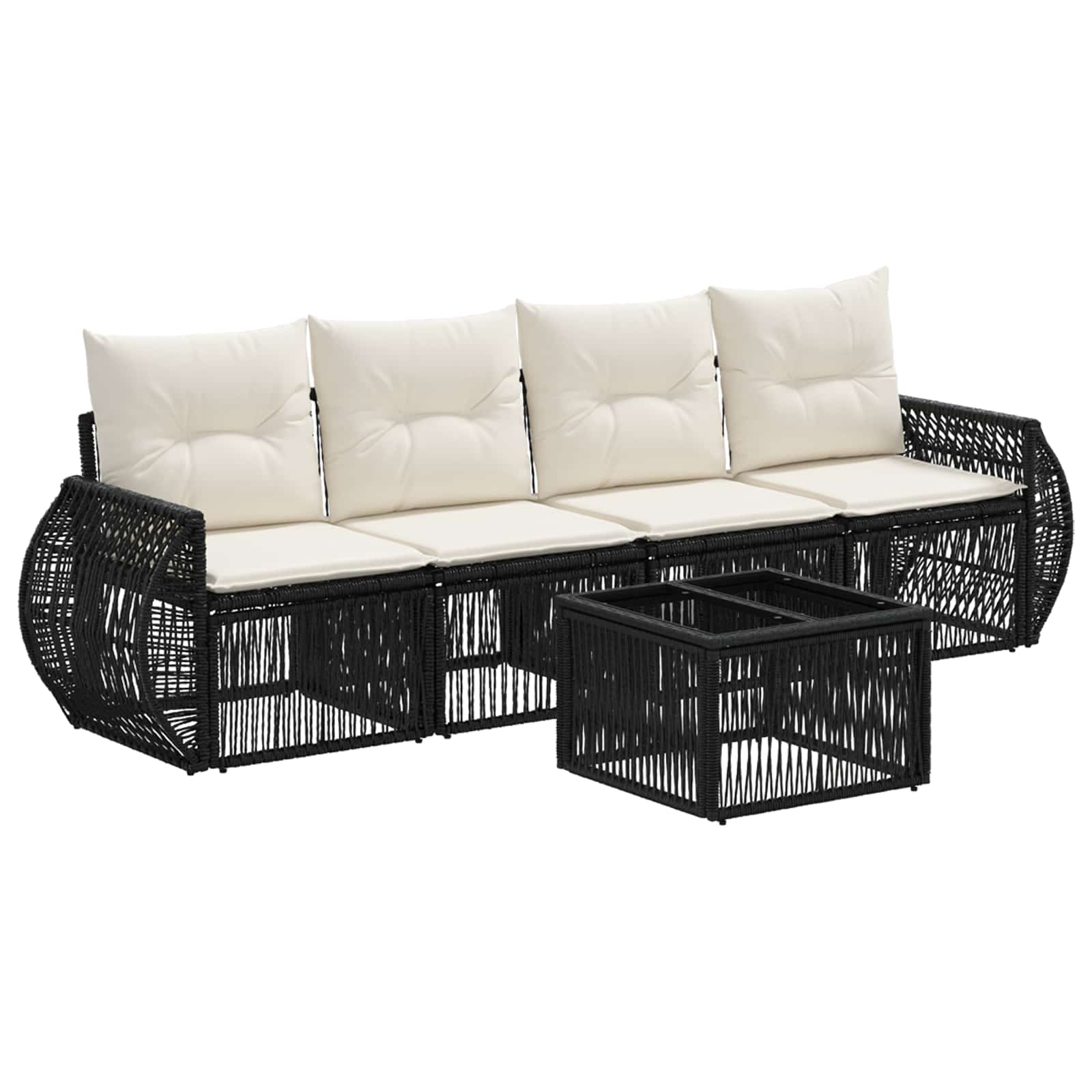 Ensemble de canapé de jardin 5 pcs Noir et blanc crème - XIOS