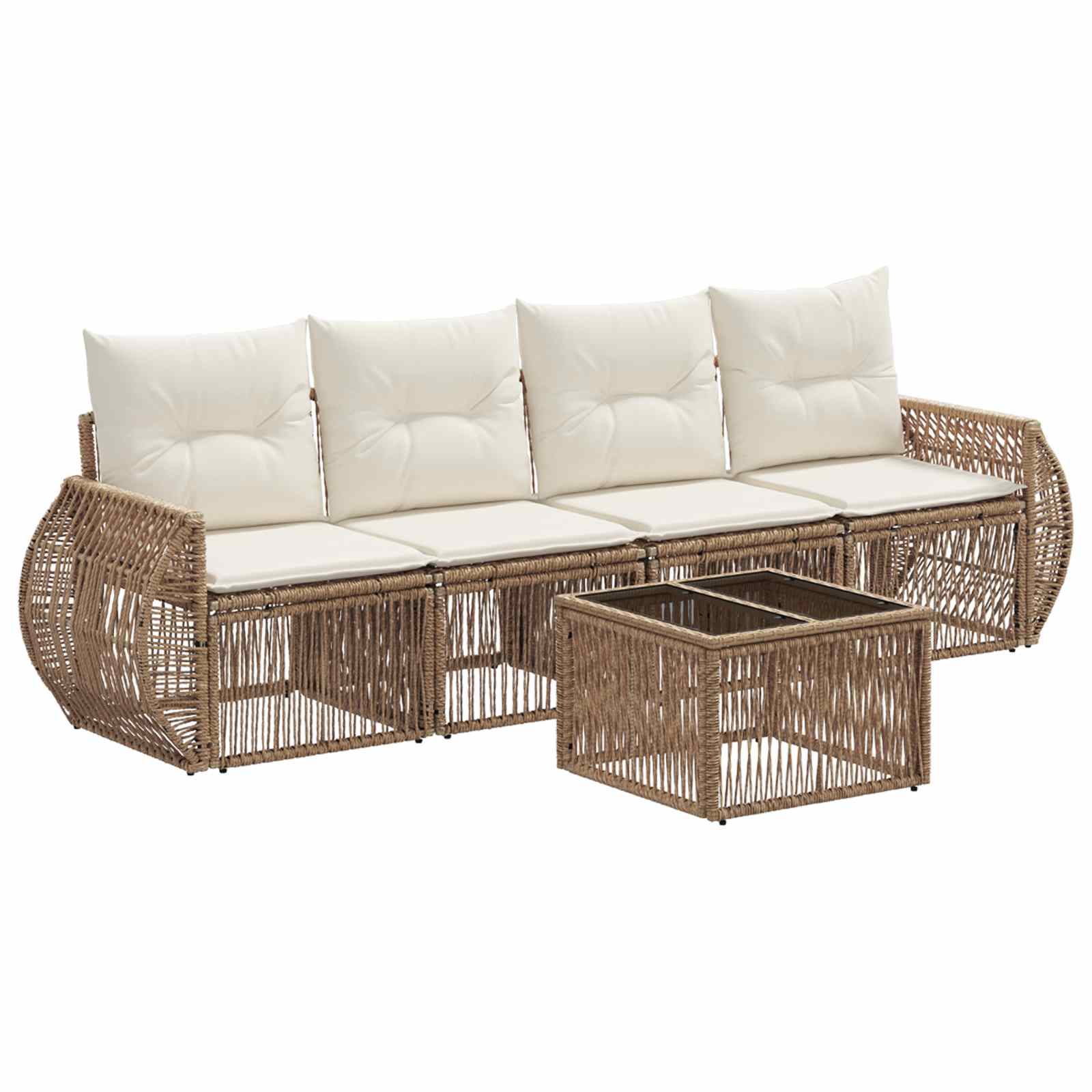 Ensemble de canapé de jardin 5 pcs Beige et blanc crème - XIOS