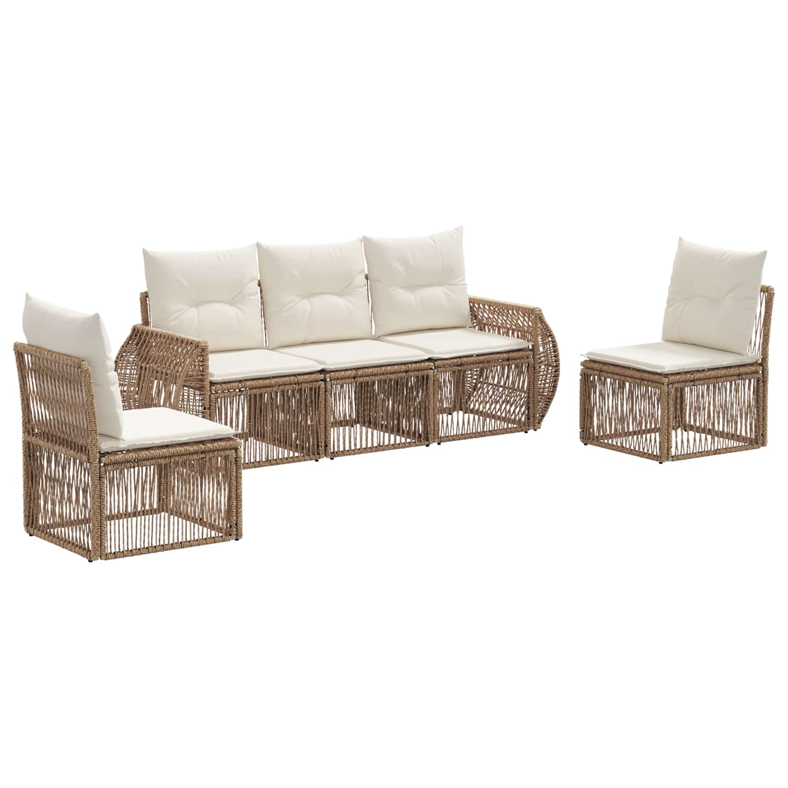 Ensemble de canapé de jardin 5 pcs Beige et blanc crème - XIOS