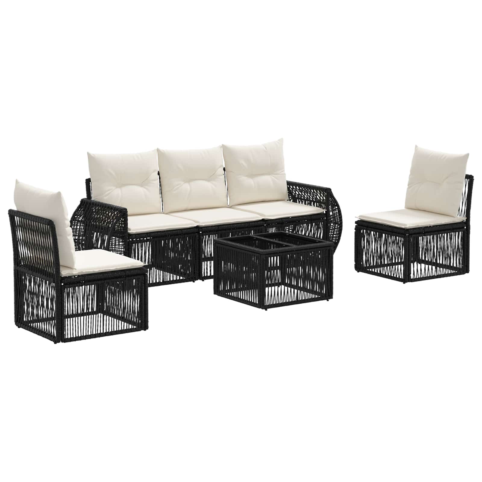 Ensemble de canapé de jardin 6 pcs Noir et blanc crème - XIOS