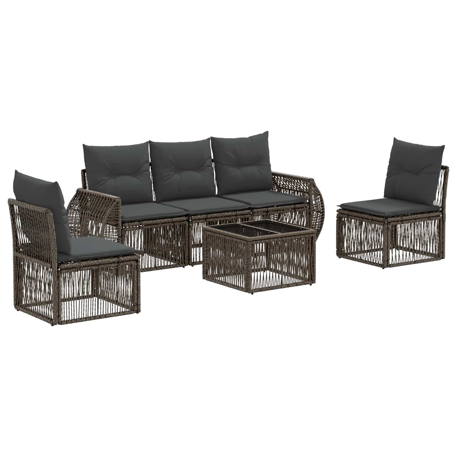 Ensemble de canapé de jardin 6 pcs Gris et Gris foncé polyrotin - XIOS