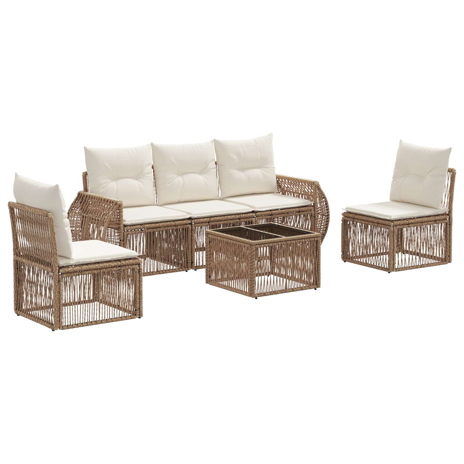 Ensemble de canapé de jardin 6 pcs Beige et blanc crème - XIOS
