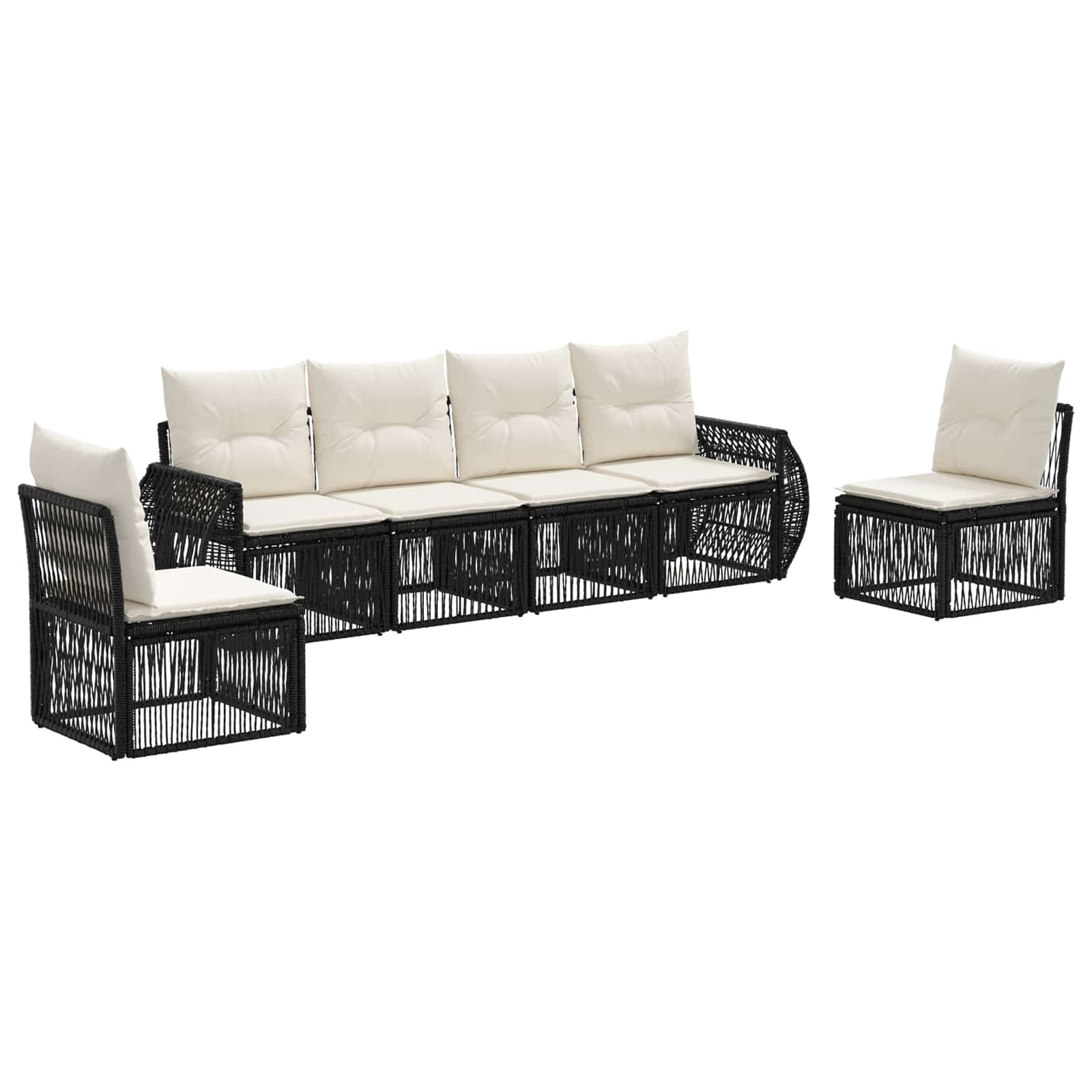Ensemble de canapé de jardin 6 pcs Noir et blanc crème - XIOS