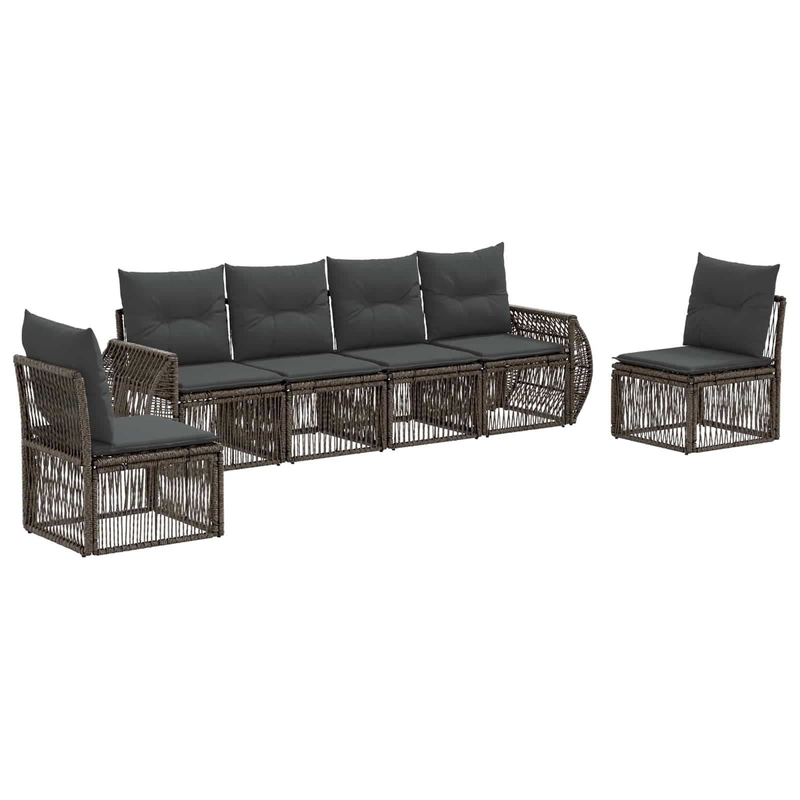 Ensemble de canapé de jardin 6 pcs Gris et Gris foncé polyrotin - XIOS