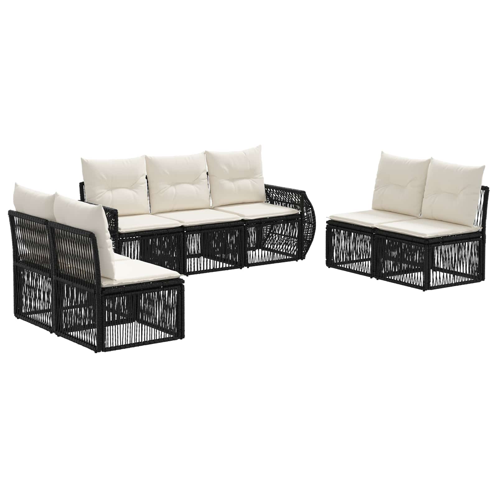 Ensemble de canapé de jardin 7 pcs Noir et blanc crème - XIOS