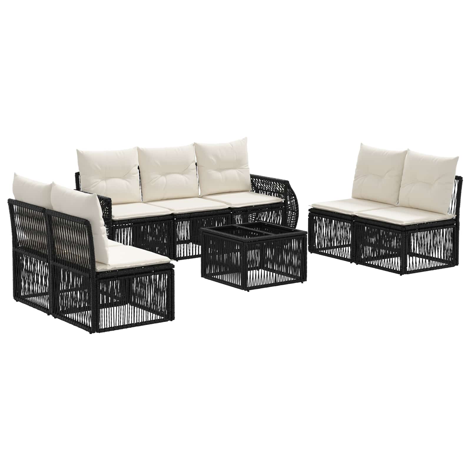 Ensemble de canapé de jardin 8 pcs Noir et blanc crème - XIOS