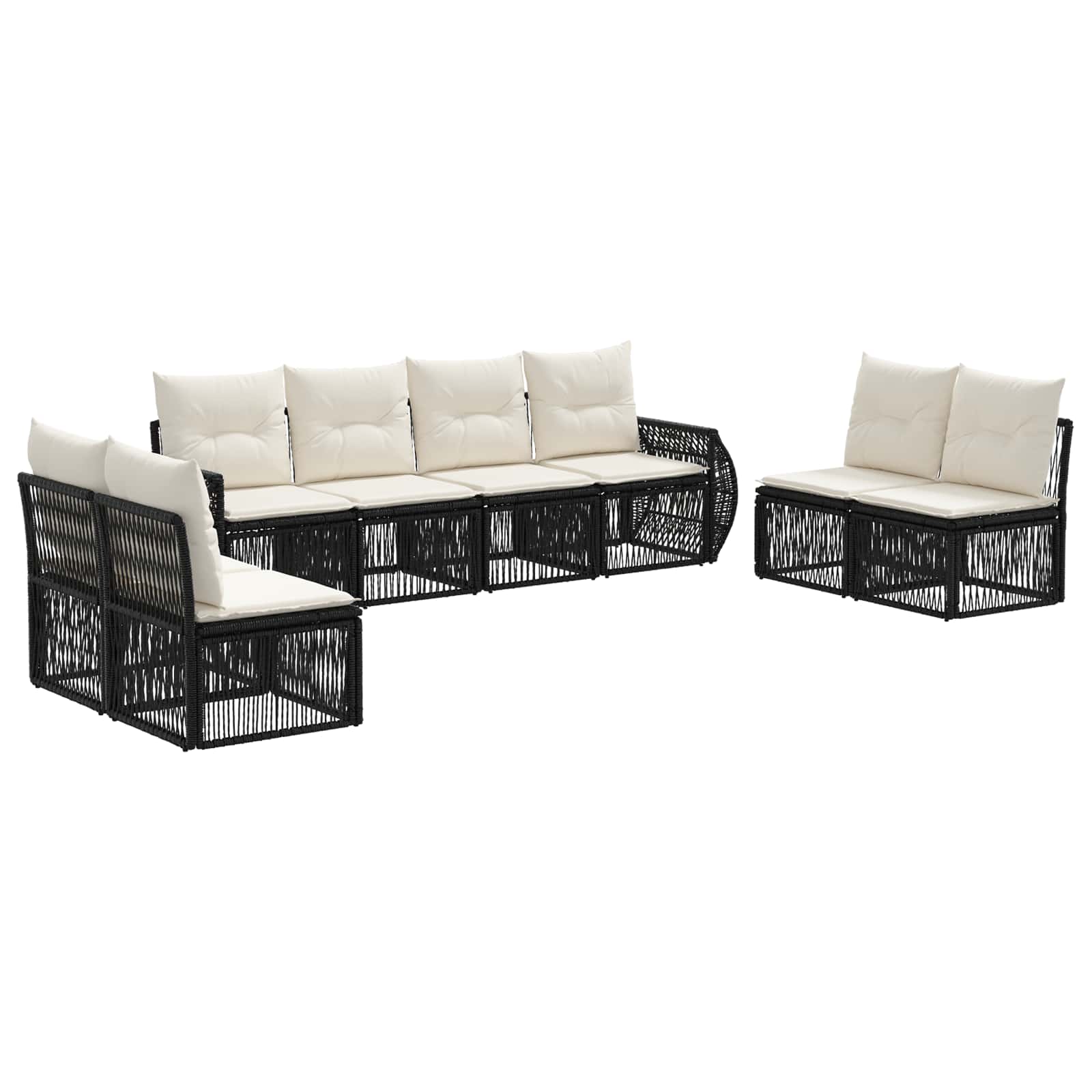 Ensemble de canapé de jardin 8 pcs Noir et blanc crème - XIOS