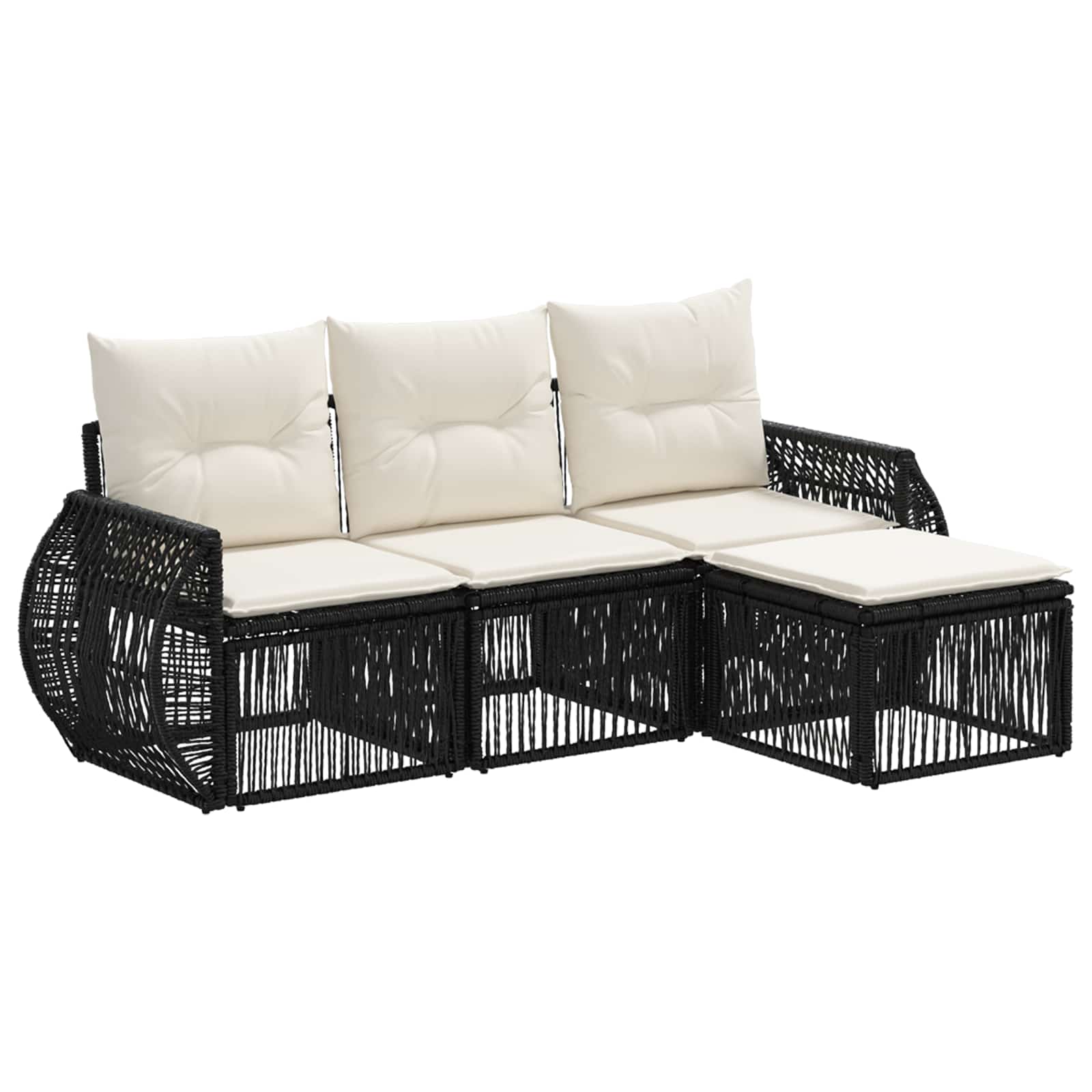 Ensemble de canapé de jardin 4 pcs Noir et blanc crème - XIOS