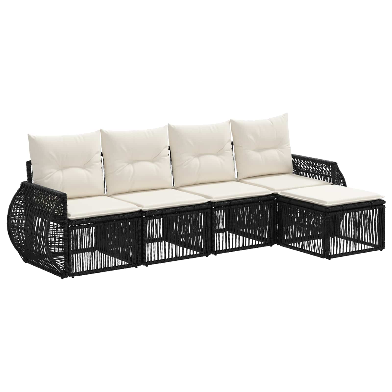 Ensemble de canapé de jardin 5 pcs Noir et blanc crème - XIOS
