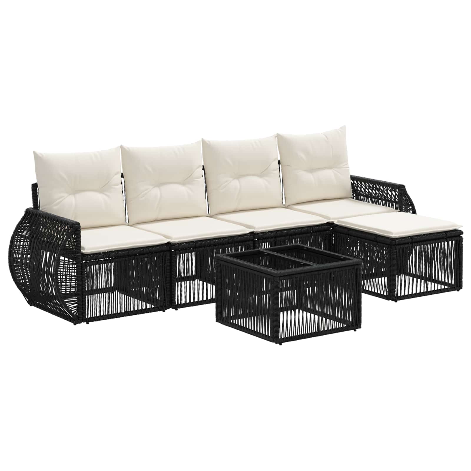 Ensemble de canapé de jardin 6 pcs Noir et blanc crème - XIOS