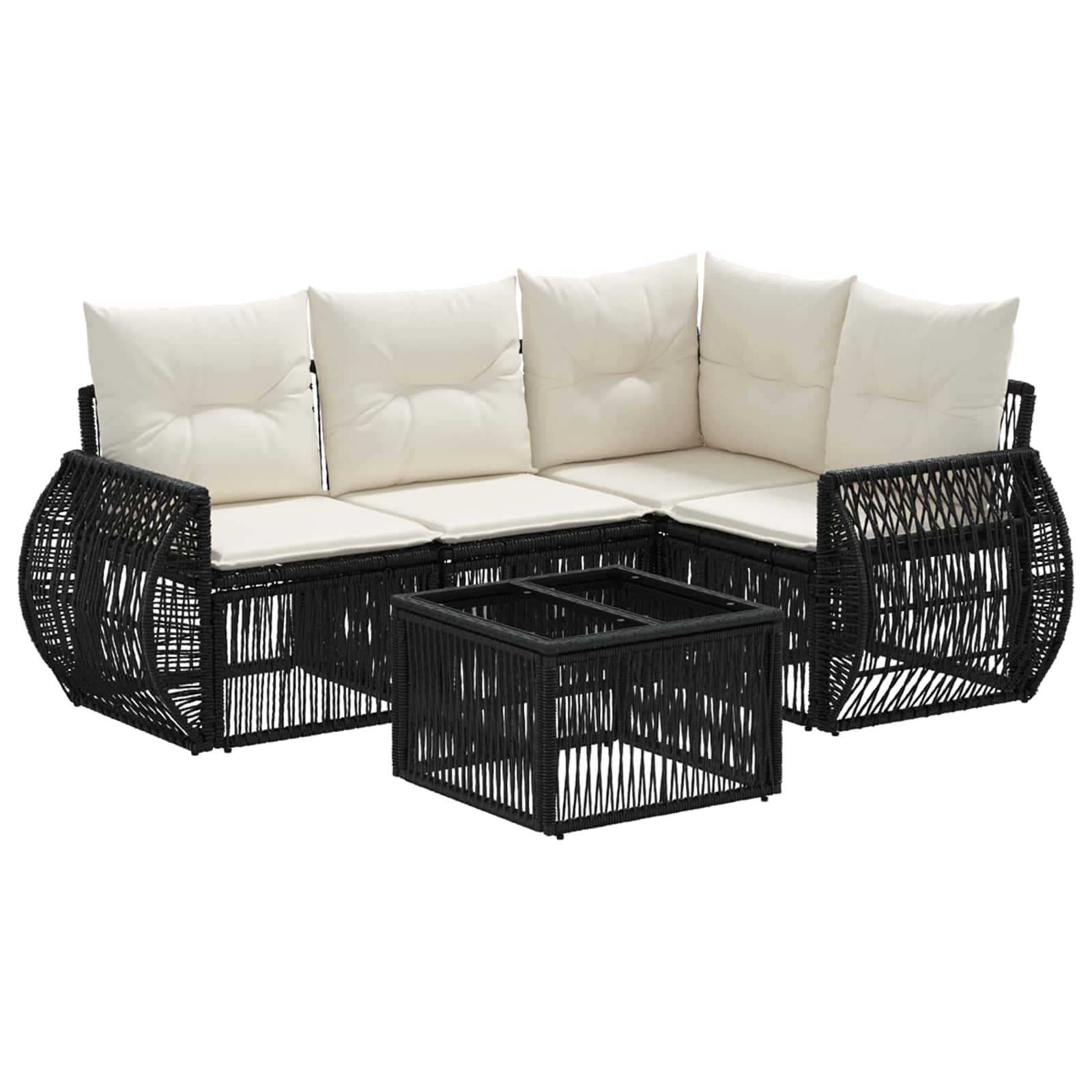 Ensemble de canapé de jardin 5 pcs Noir et blanc crème - XIOS