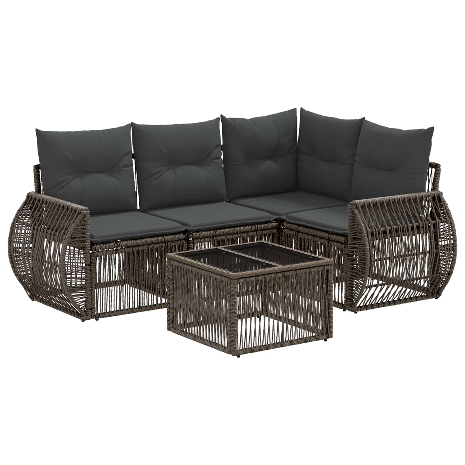Ensemble de canapé de jardin 5 pcs Gris et Gris foncé polyrotin - XIOS