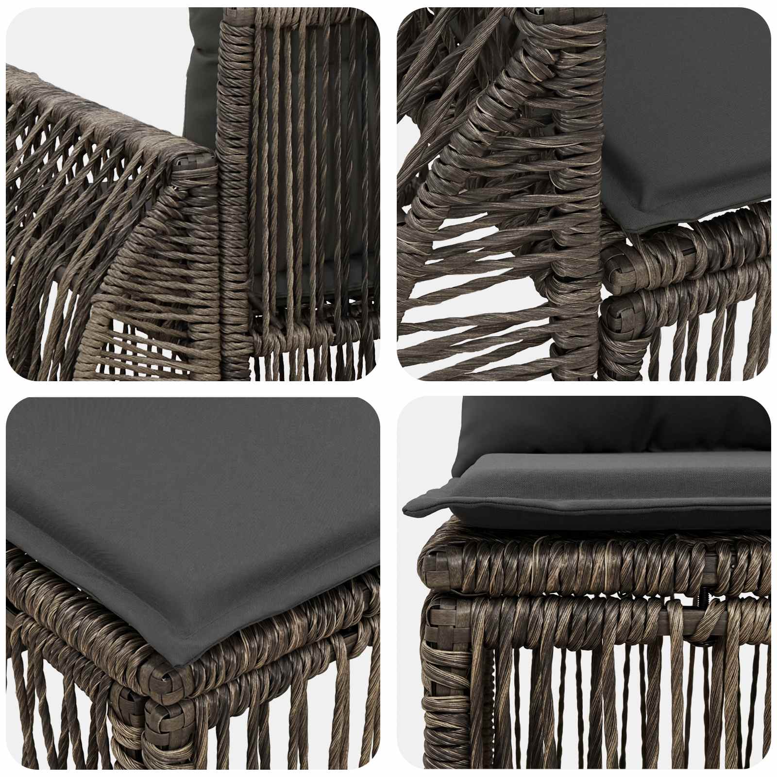 Ensemble de canapé de jardin 5 pcs Gris et Gris foncé polyrotin - XIOS