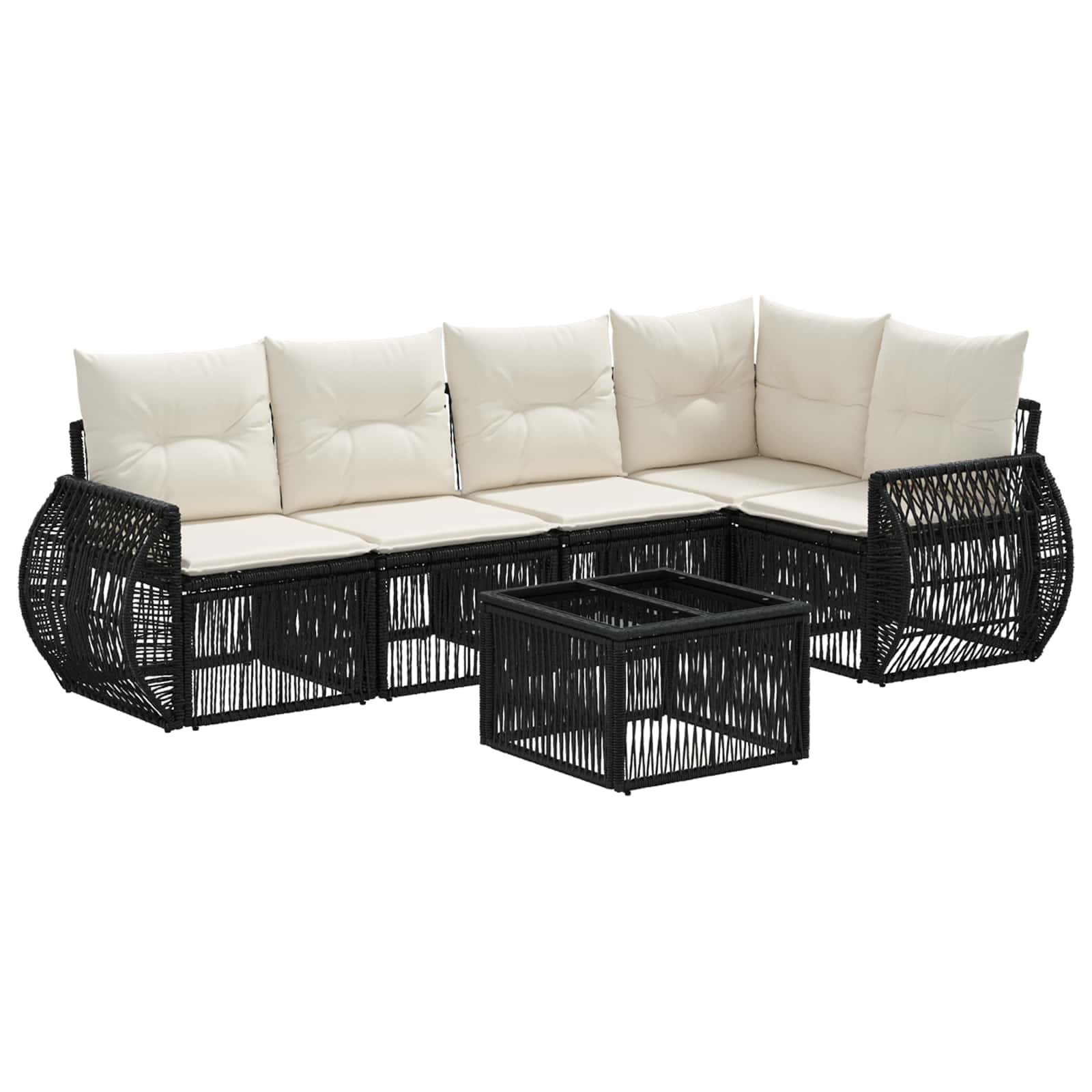 Ensemble de canapé de jardin 6 pcs Noir et blanc crème - XIOS