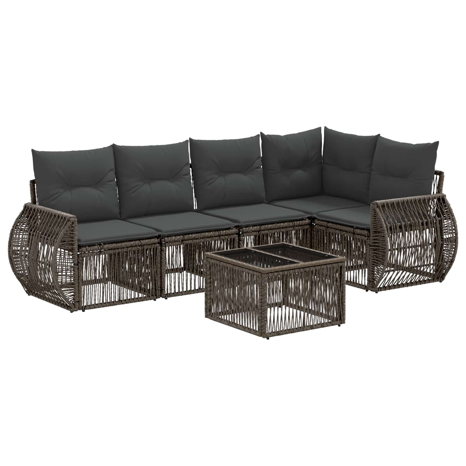 Ensemble de canapé de jardin 6 pcs Gris et Gris foncé polyrotin - XIOS