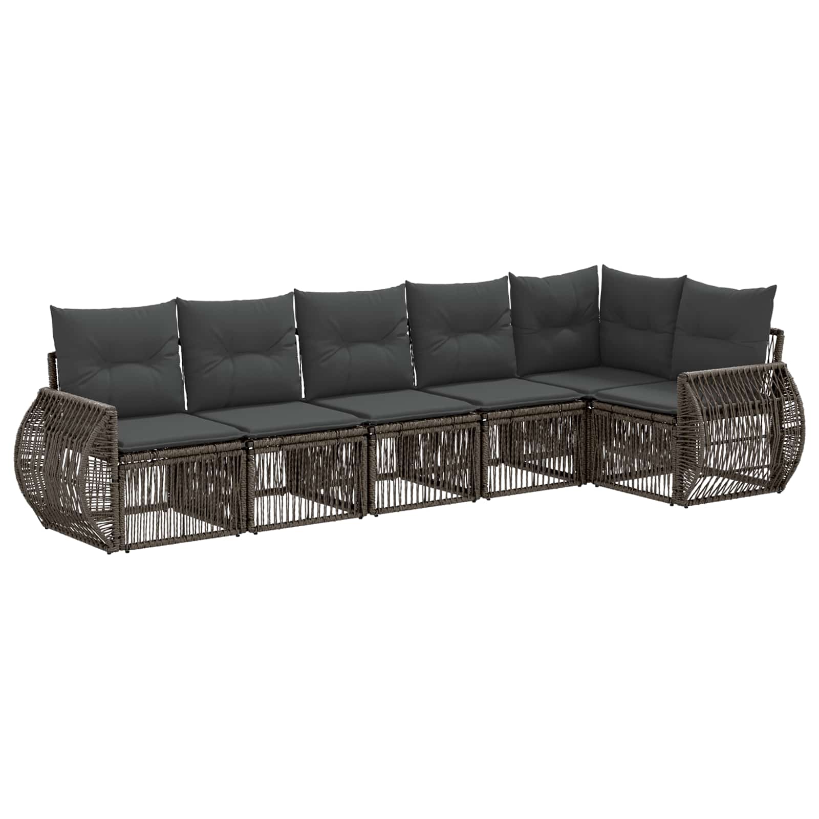 Ensemble de canapé de jardin 6 pcs Gris et Gris foncé polyrotin - XIOS