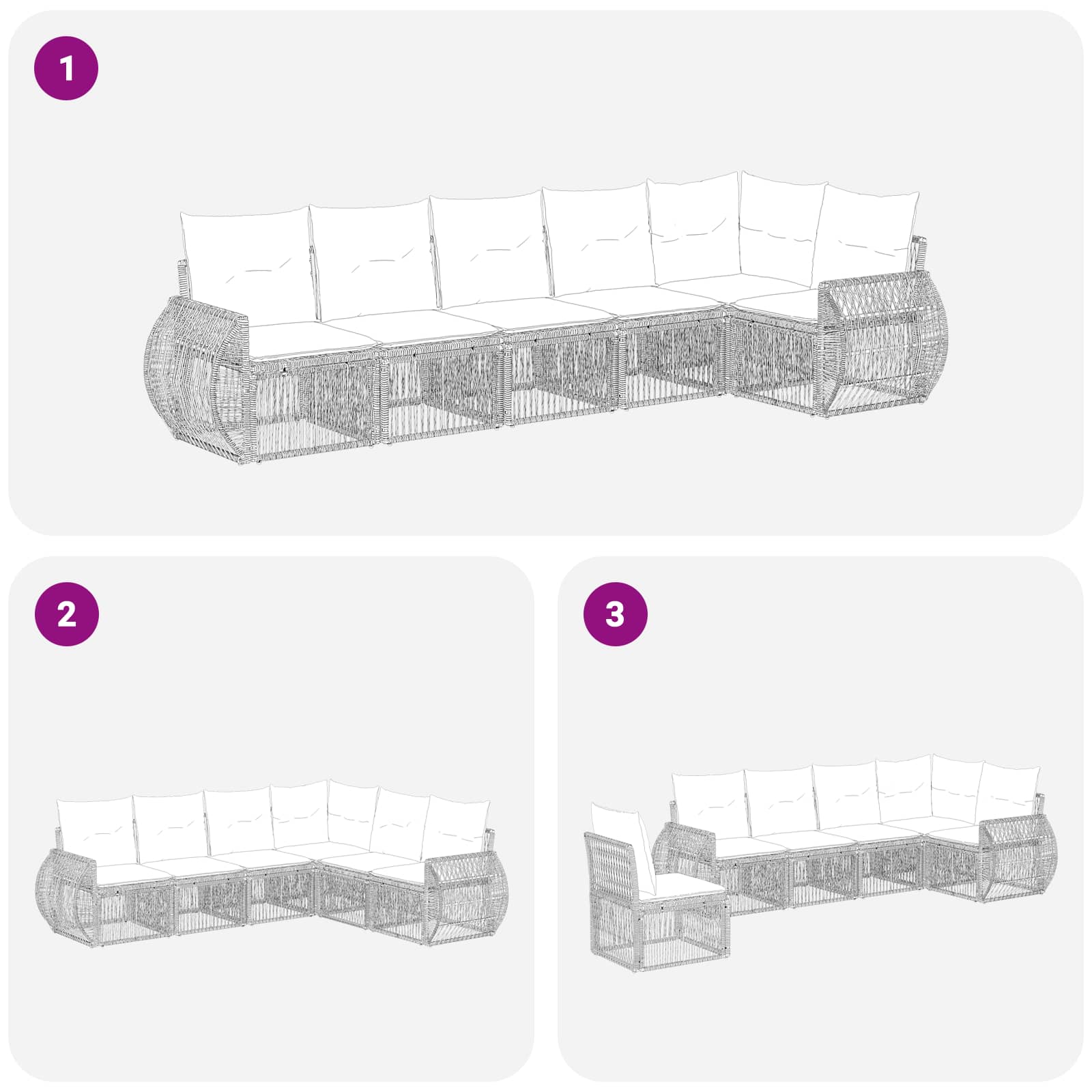 Ensemble de canapé de jardin 6 pcs Beige et blanc crème - XIOS