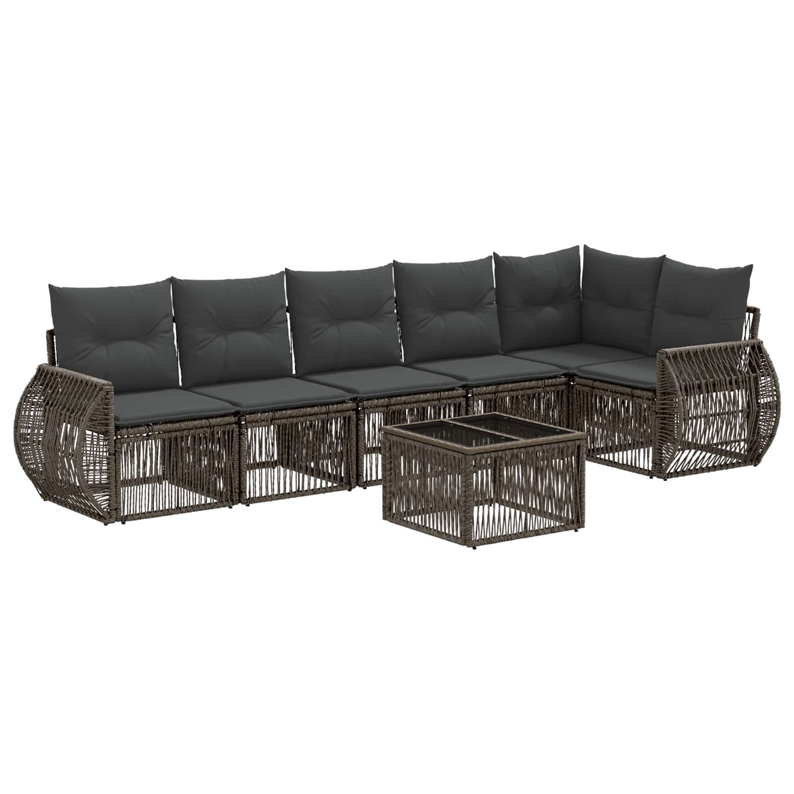 Ensemble de canapé de jardin 7 pcs Gris et Gris foncé polyrotin - XIOS