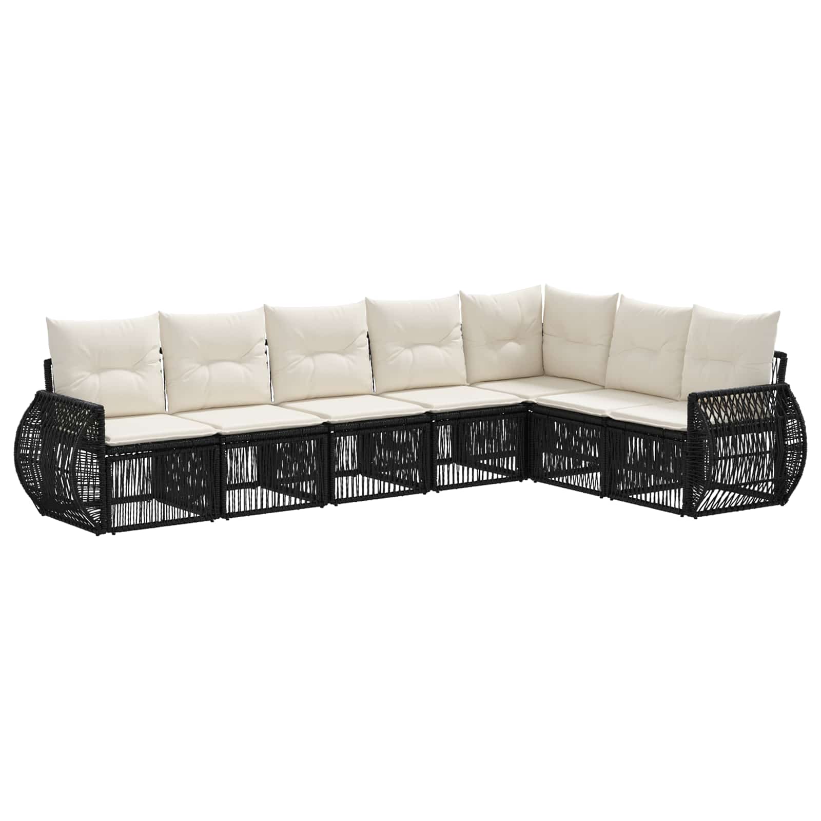 Ensemble de canapé de jardin 7 pcs Noir et blanc crème - XIOS