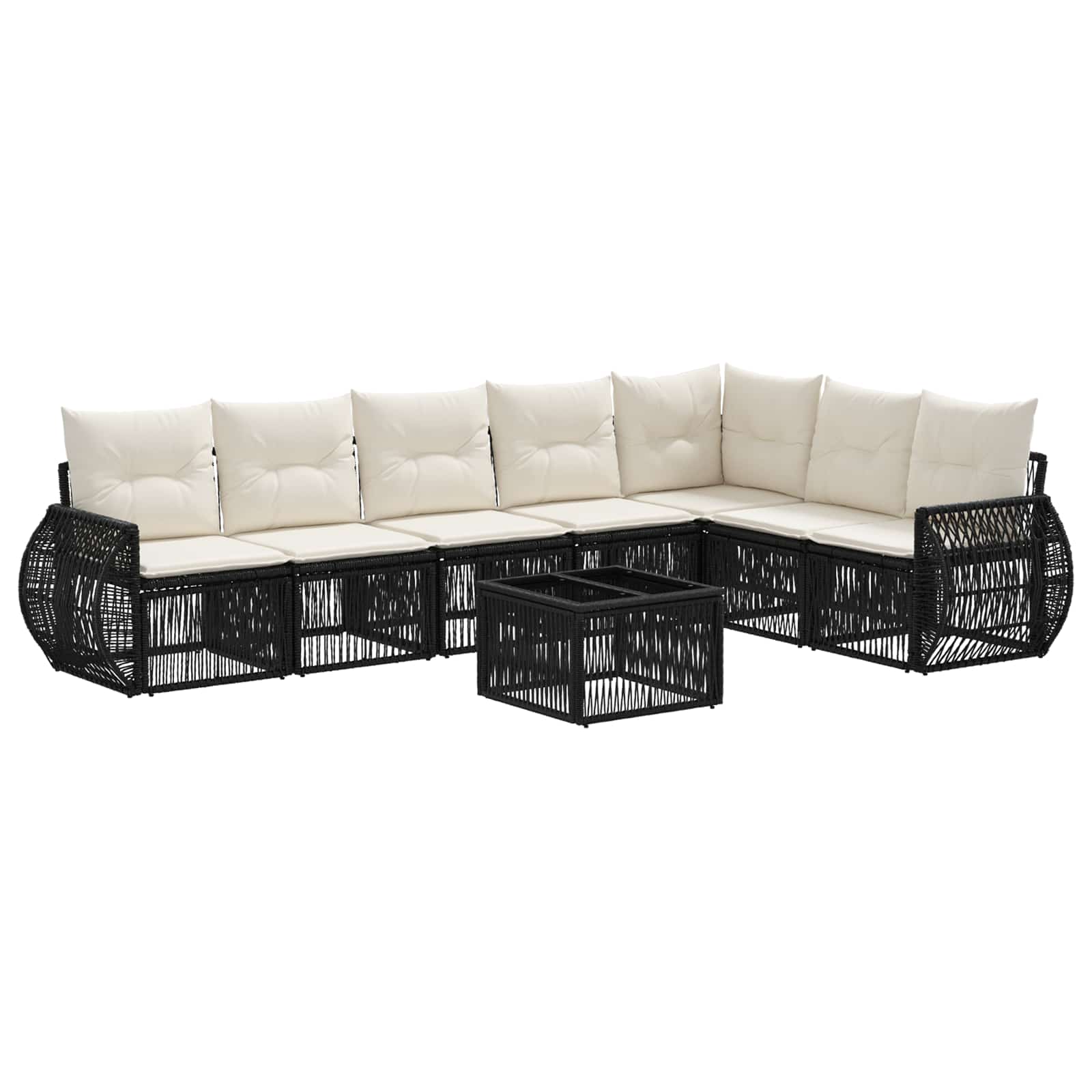 Ensemble de canapé de jardin 8 pcs Noir et blanc crème - XIOS