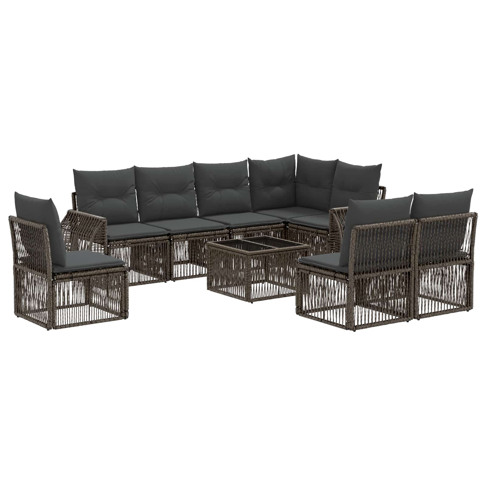 Ensemble de canapé de jardin 9 pcs Gris et Gris foncé polyrotin - XIOS