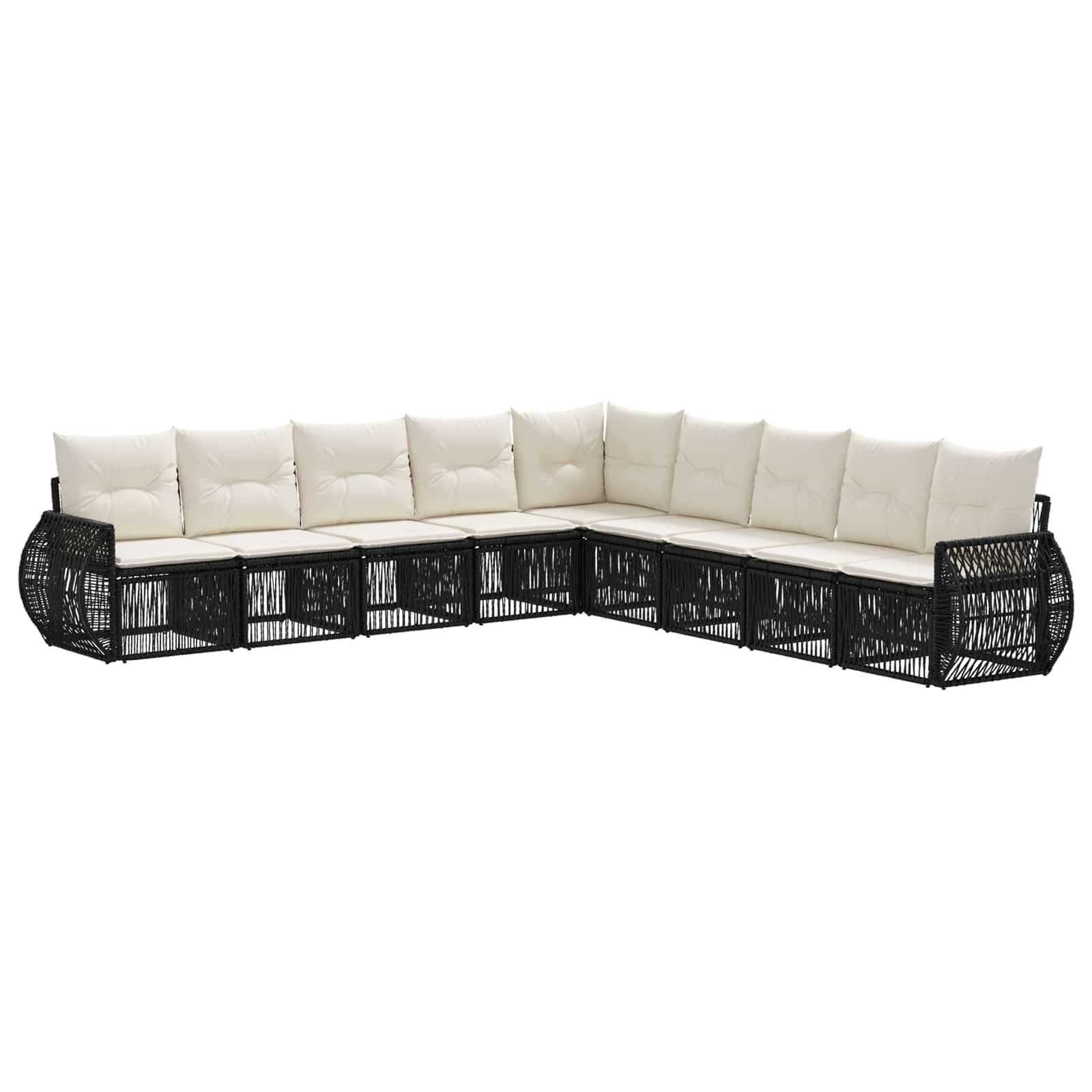 Ensemble de canapé de jardin 9 pcs Noir et blanc crème - XIOS