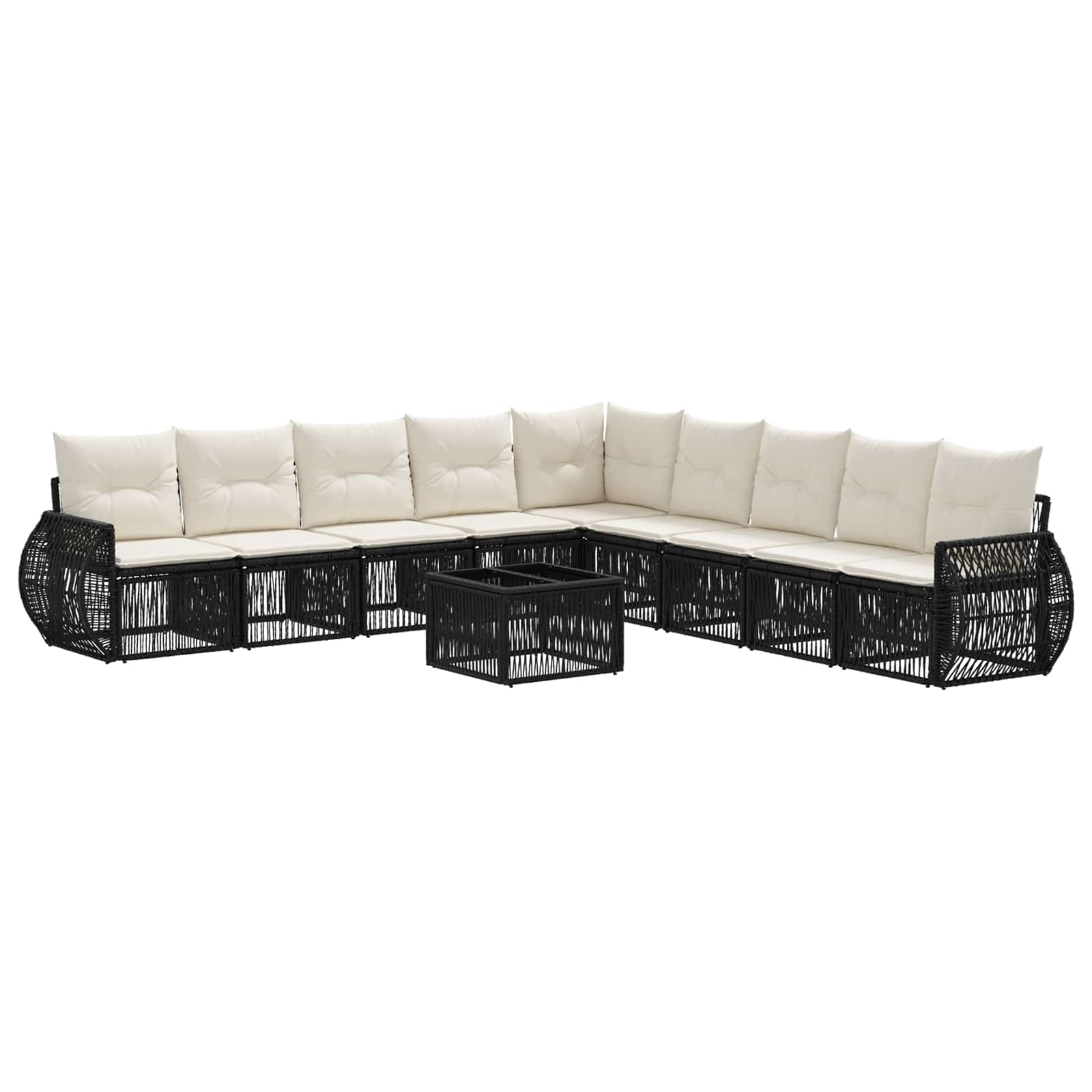 Ensemble de canapé de jardin 10 pcs Noir et blanc crème - XIOS