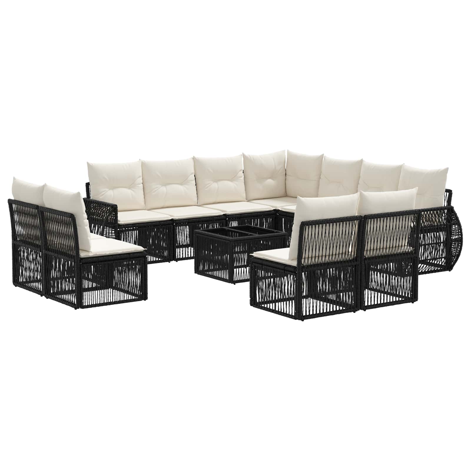 Ensemble de canapé de jardin 12 pcs Noir et blanc crème - XIOS