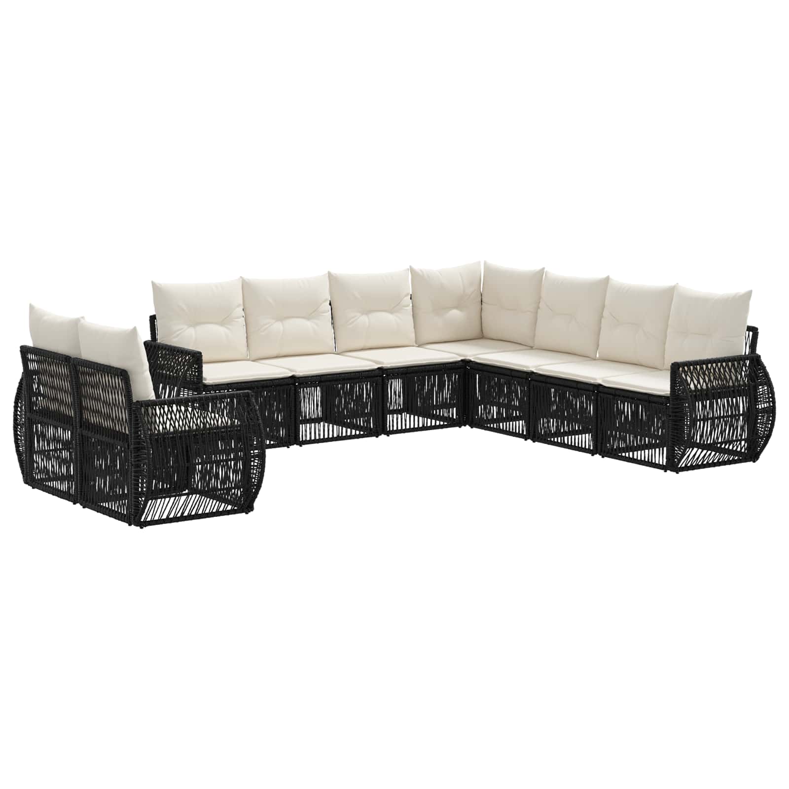 Ensemble de canapé de jardin 9 pcs Noir et blanc crème - XIOS