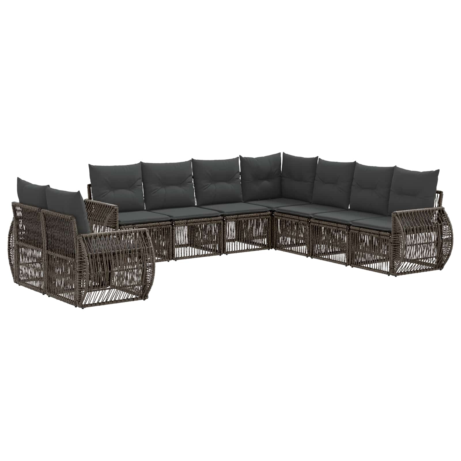 Ensemble de canapé de jardin 9 pcs Gris et Gris foncé polyrotin - XIOS