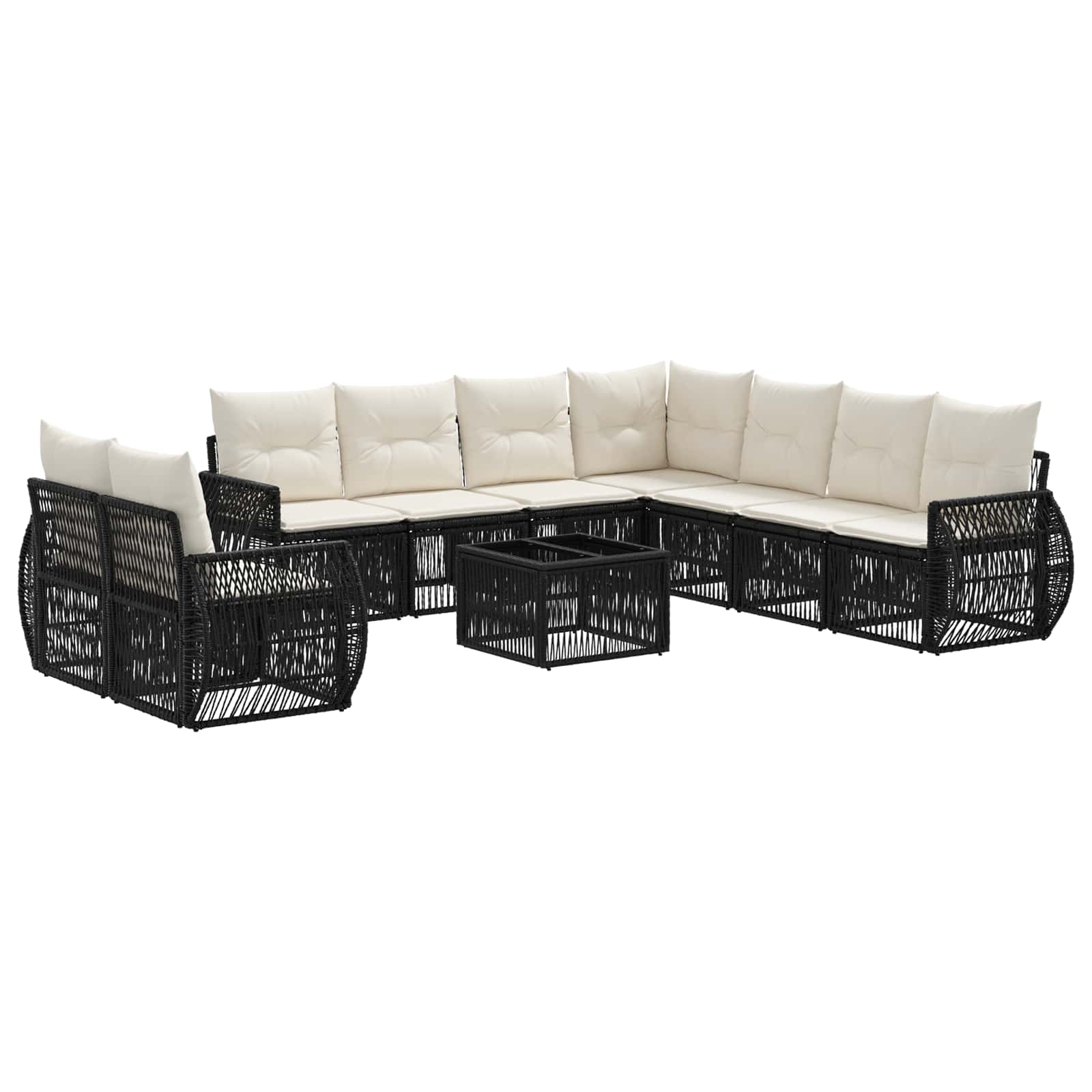 Ensemble de canapé de jardin 10 pcs Noir et blanc crème - XIOS