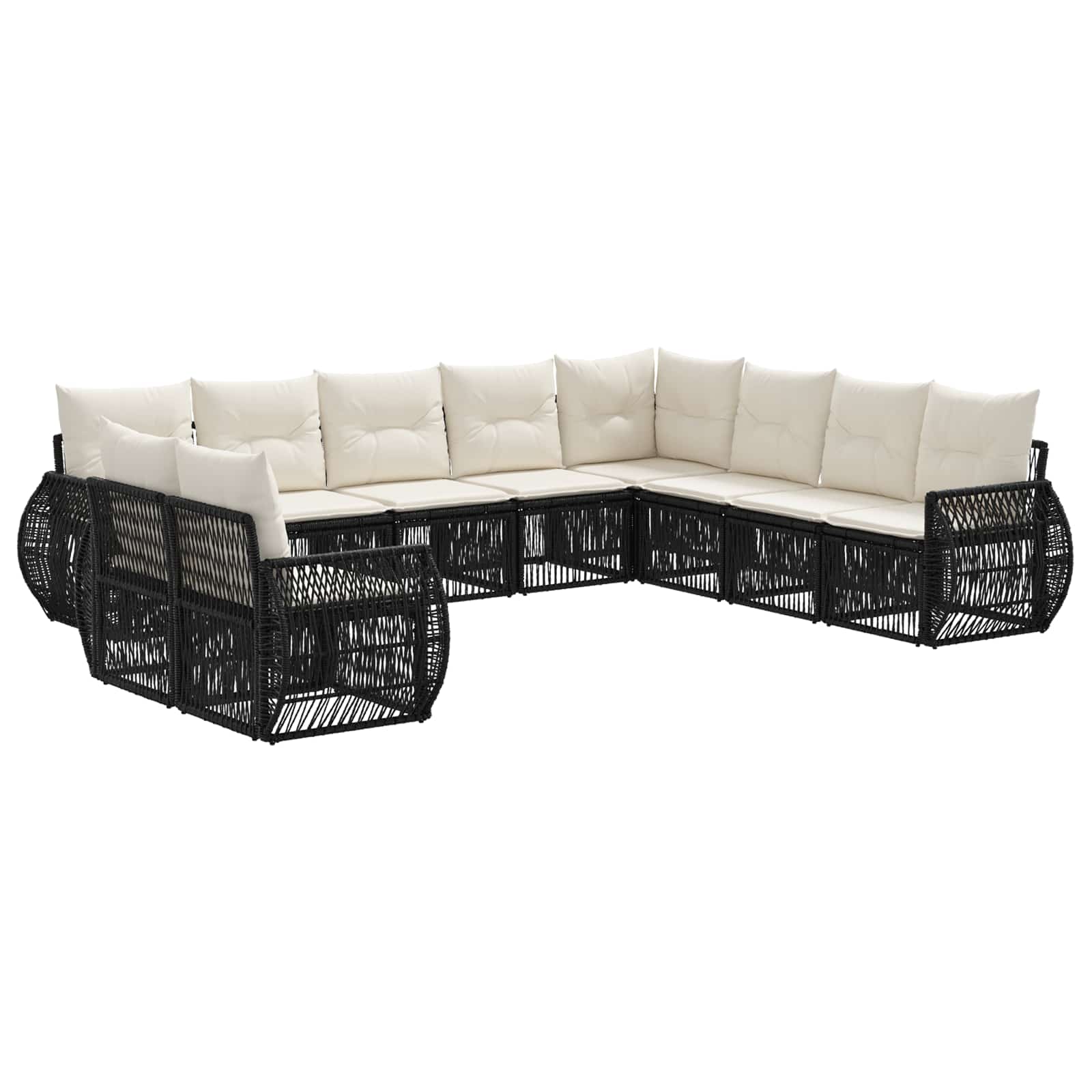 Ensemble de canapé de jardin 10 pcs Noir et blanc crème - XIOS
