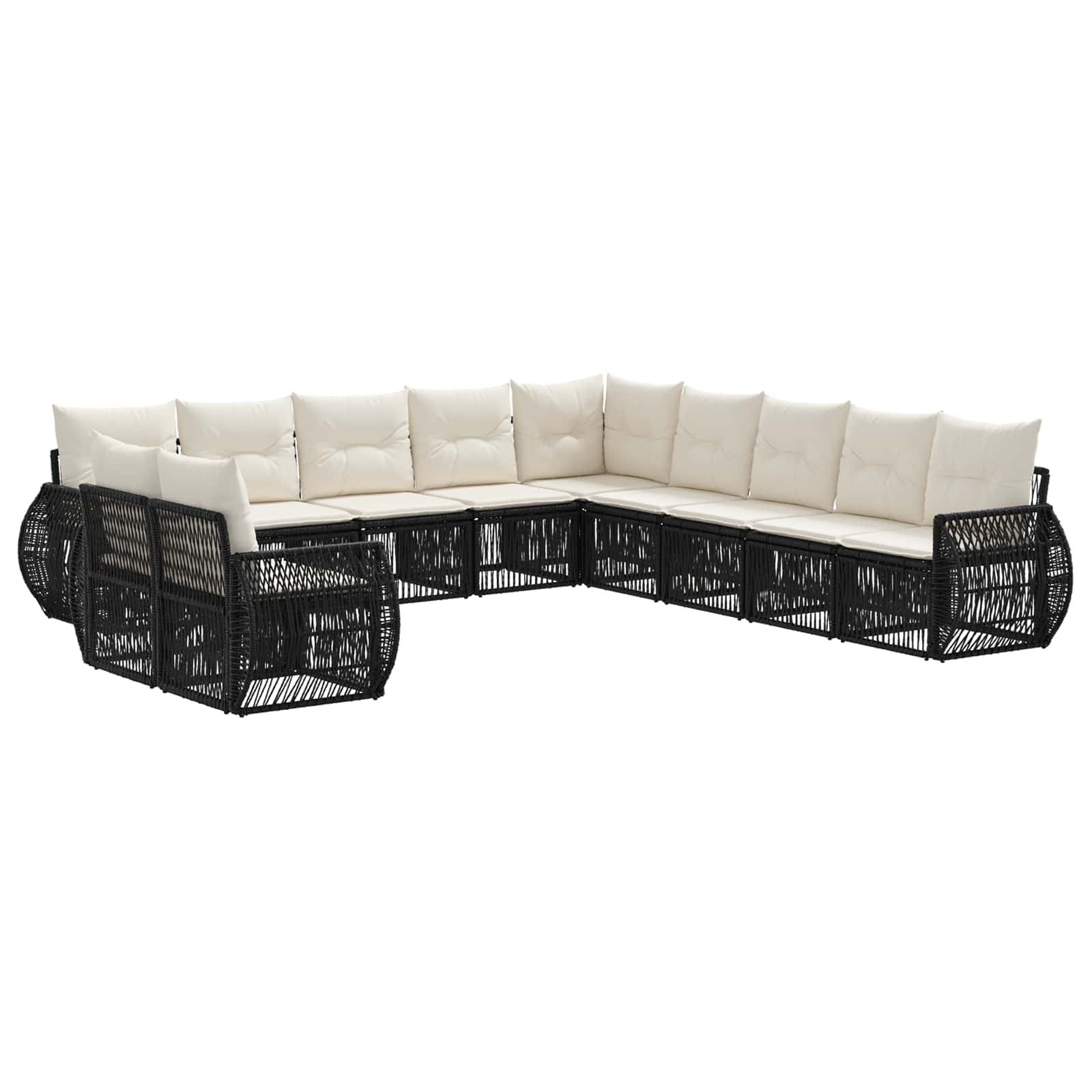 Ensemble de canapé de jardin 11 pcs Noir et blanc crème - XIOS