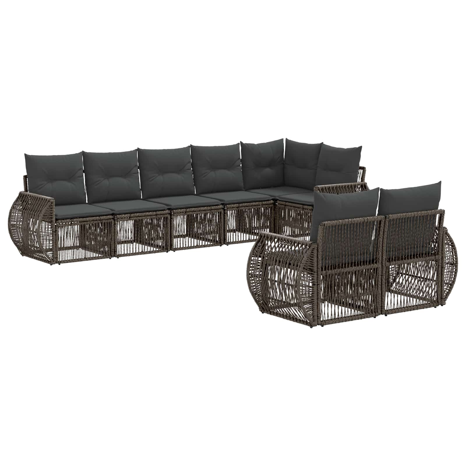 Ensemble de canapé de jardin 8 pcs Gris et Gris foncé polyrotin - XIOS