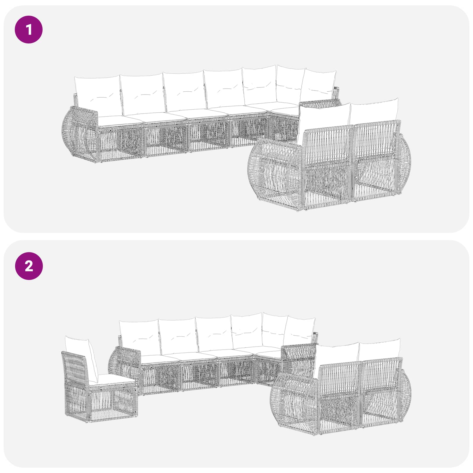 Ensemble de canapé de jardin 8 pcs Beige et blanc crème - XIOS