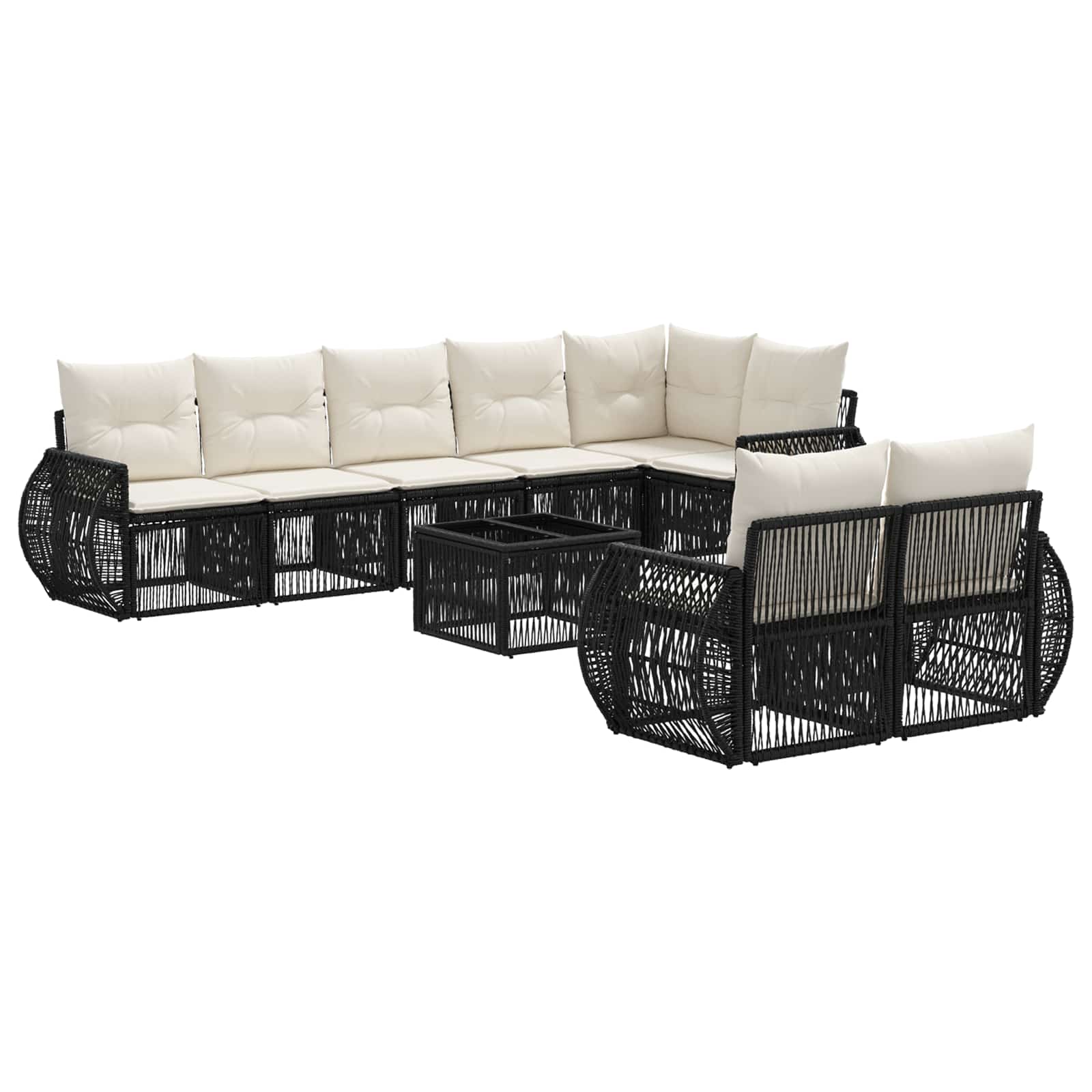 Ensemble de canapé de jardin 9 pcs Noir et blanc crème - XIOS