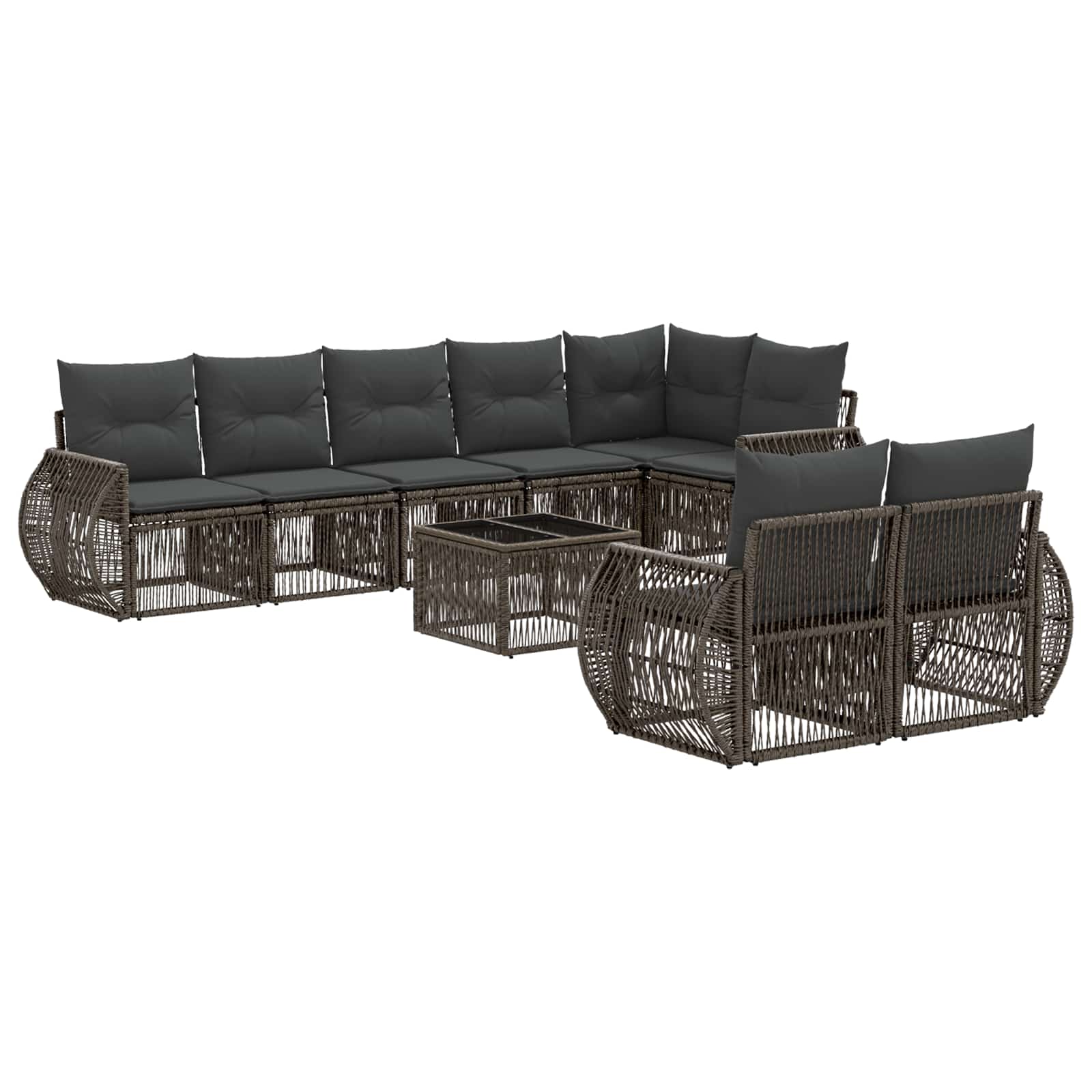 Ensemble de canapé de jardin 9 pcs Gris et Gris foncé polyrotin - XIOS