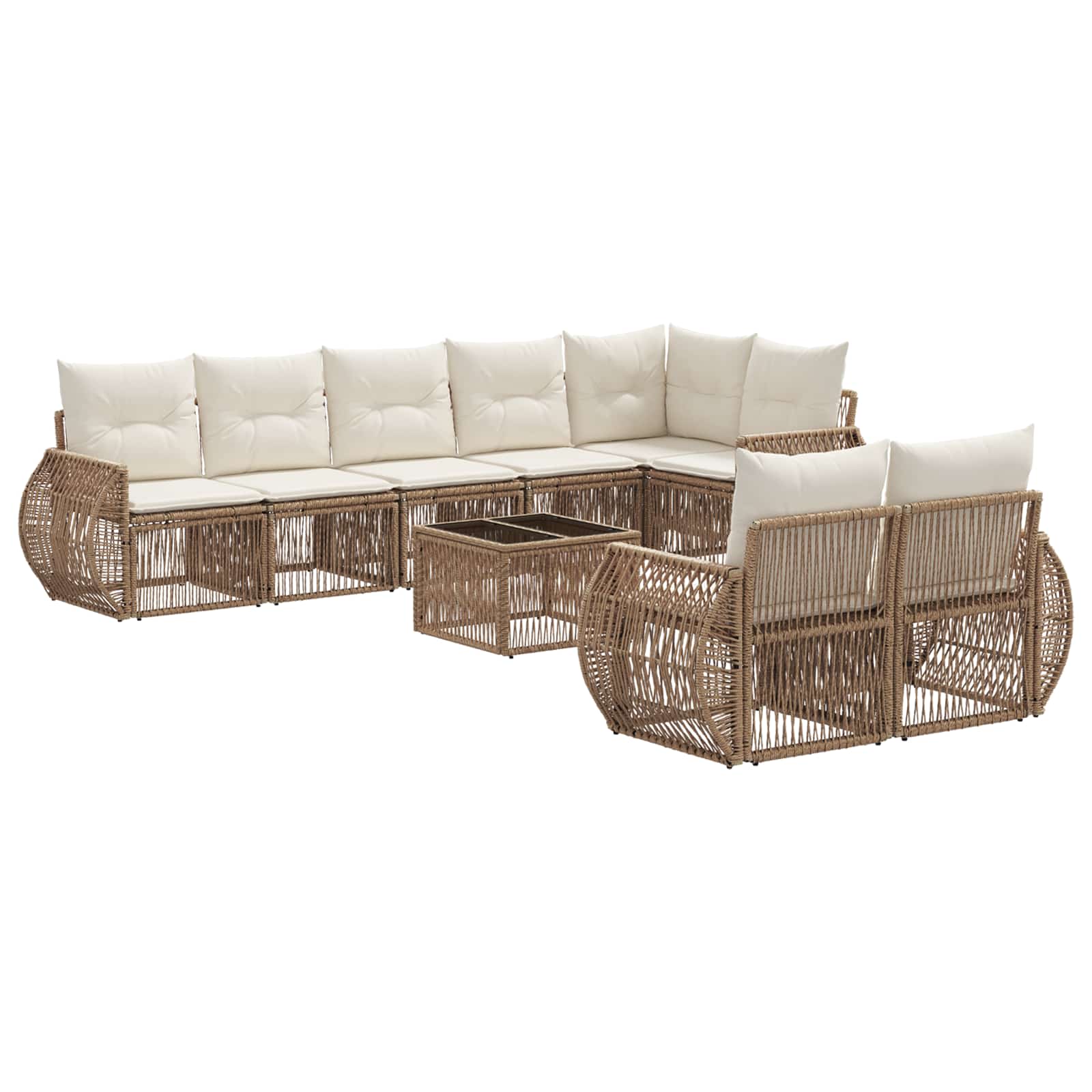 Ensemble de canapé de jardin 9 pcs Beige et blanc crème - XIOS
