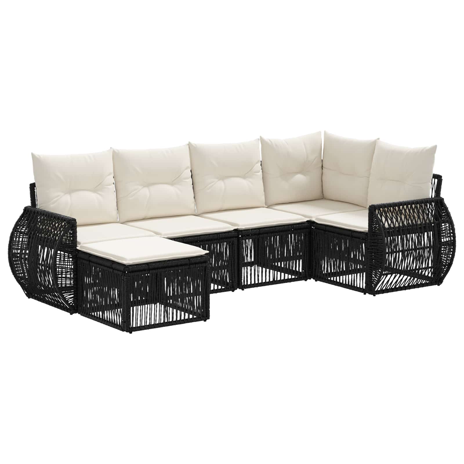 Ensemble de canapé de jardin 6 pcs Noir et blanc crème - XIOS