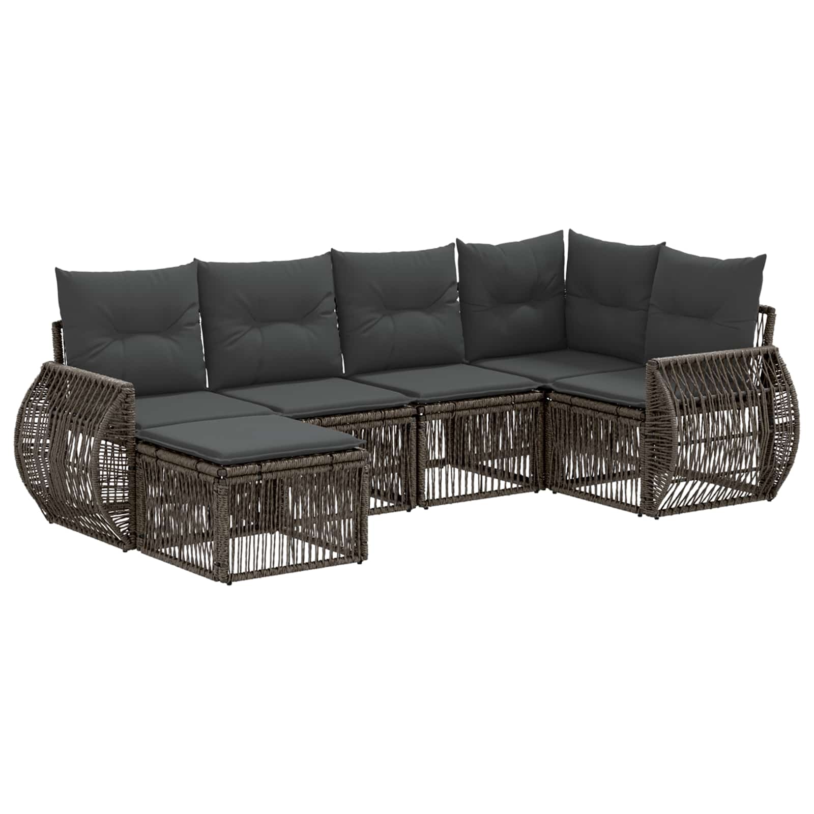 Ensemble de canapé de jardin 6 pcs Gris et Gris foncé polyrotin - XIOS
