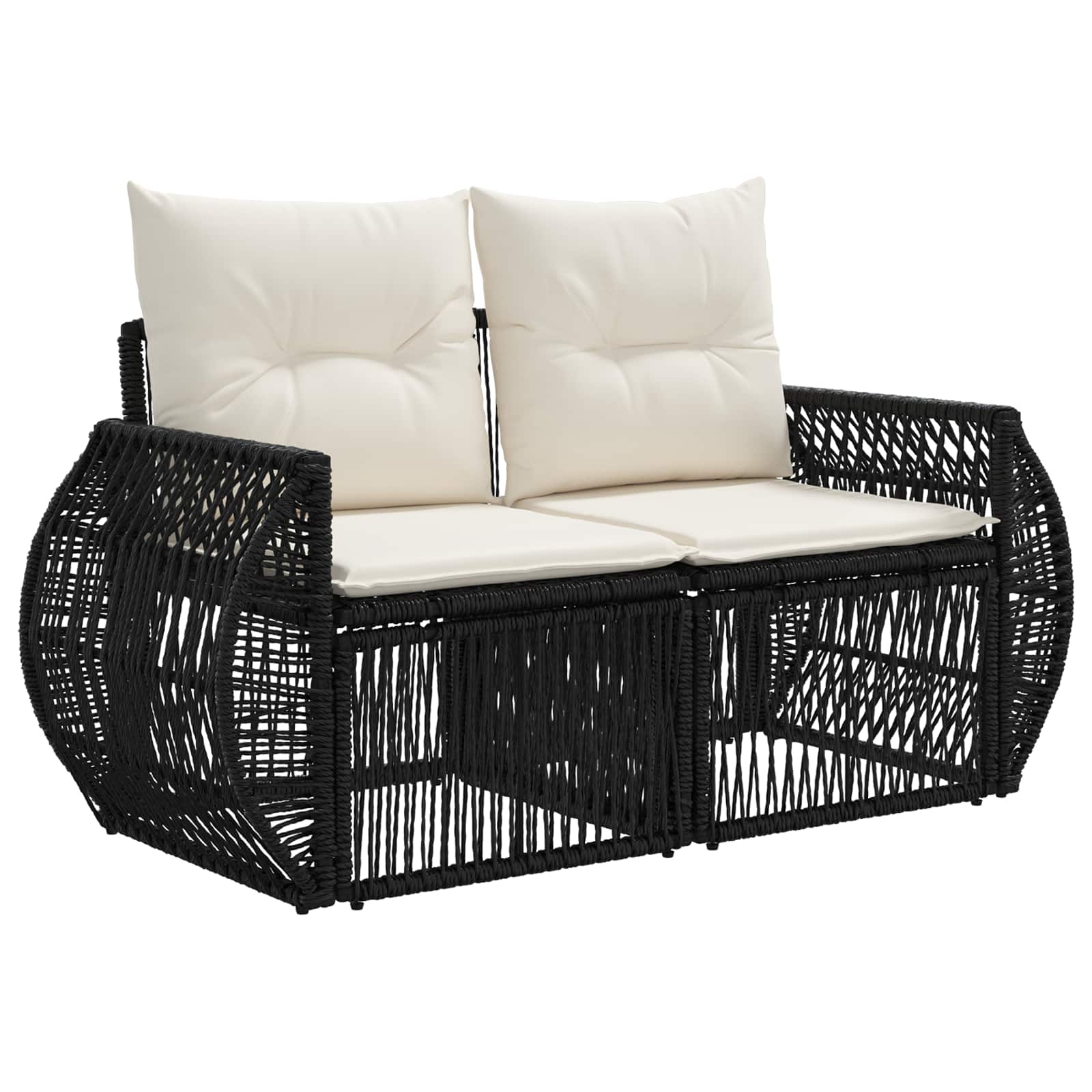 Ensemble de canapé de jardin 7 pcs Noir et blanc crème - XIOS