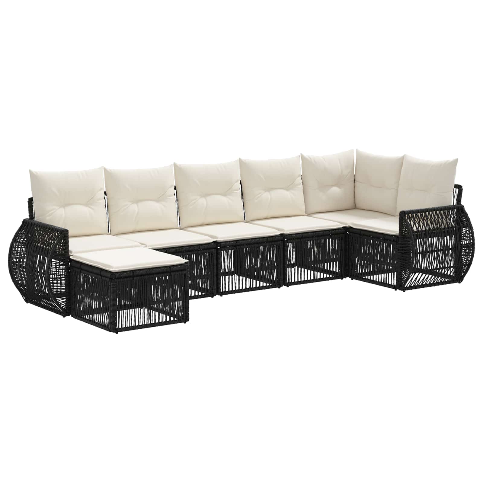 Ensemble de canapé de jardin 7 pcs Noir et blanc crème - XIOS
