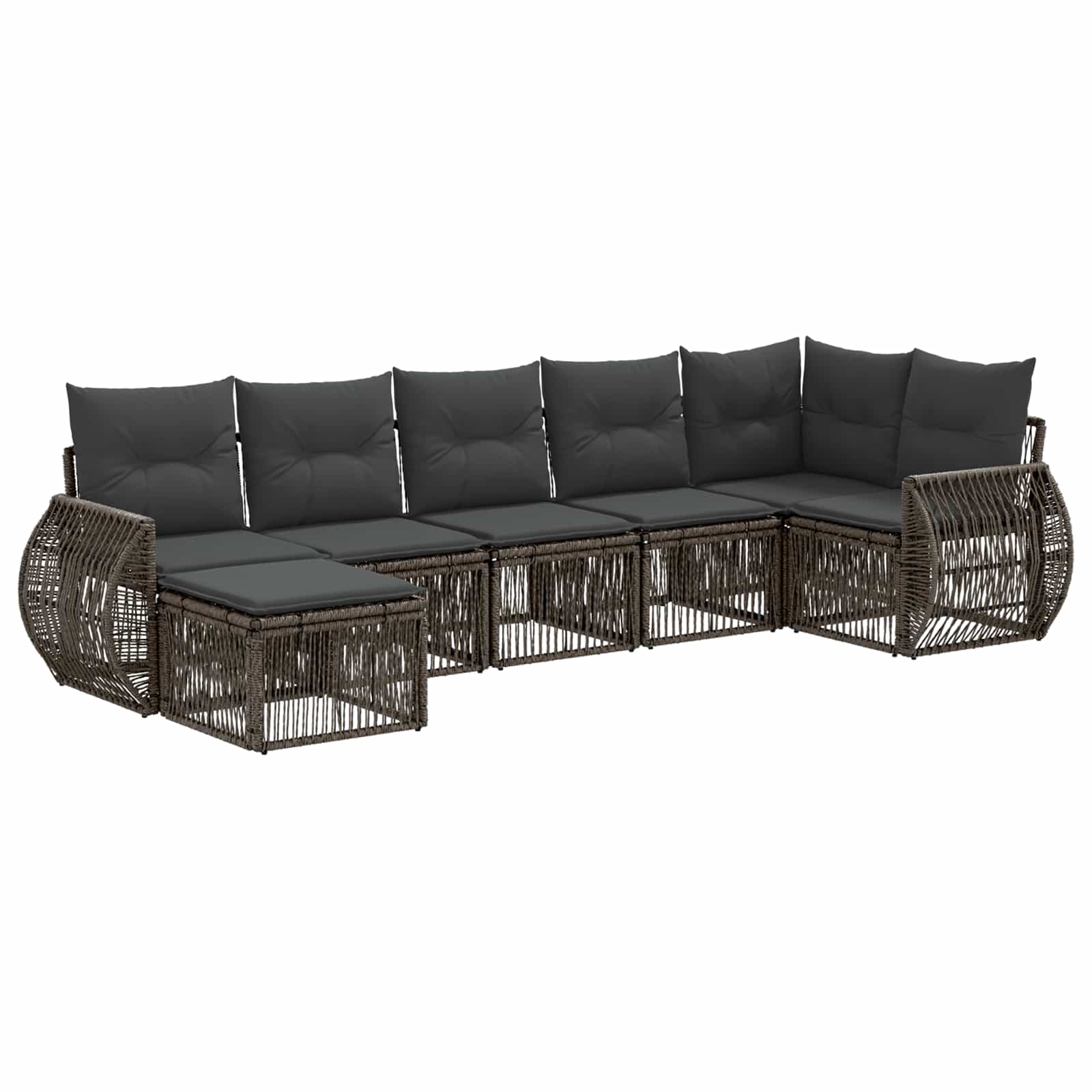 Ensemble de canapé de jardin 7 pcs Gris et Gris foncé polyrotin - XIOS