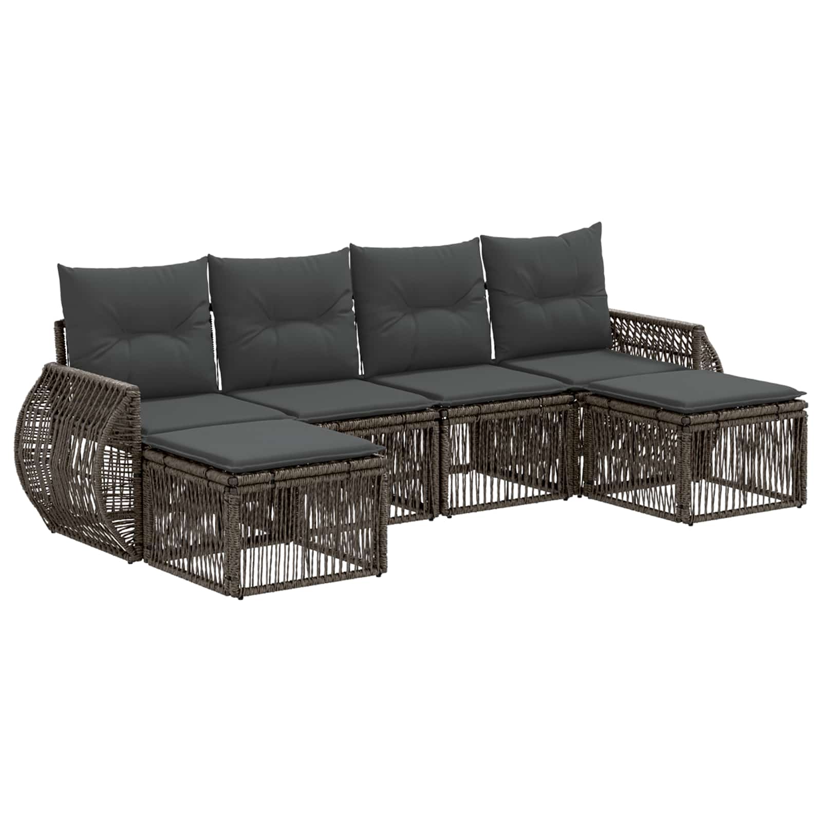 Ensemble de canapé de jardin 6 pcs Gris et Gris foncé polyrotin - XIOS