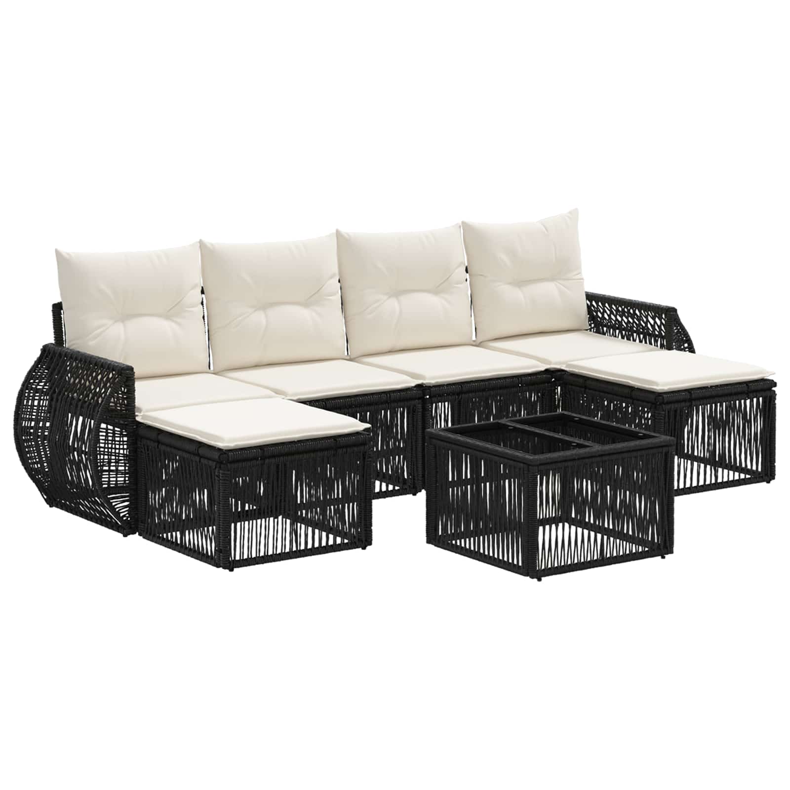 Ensemble de canapé de jardin 7 pcs Noir et blanc crème - XIOS