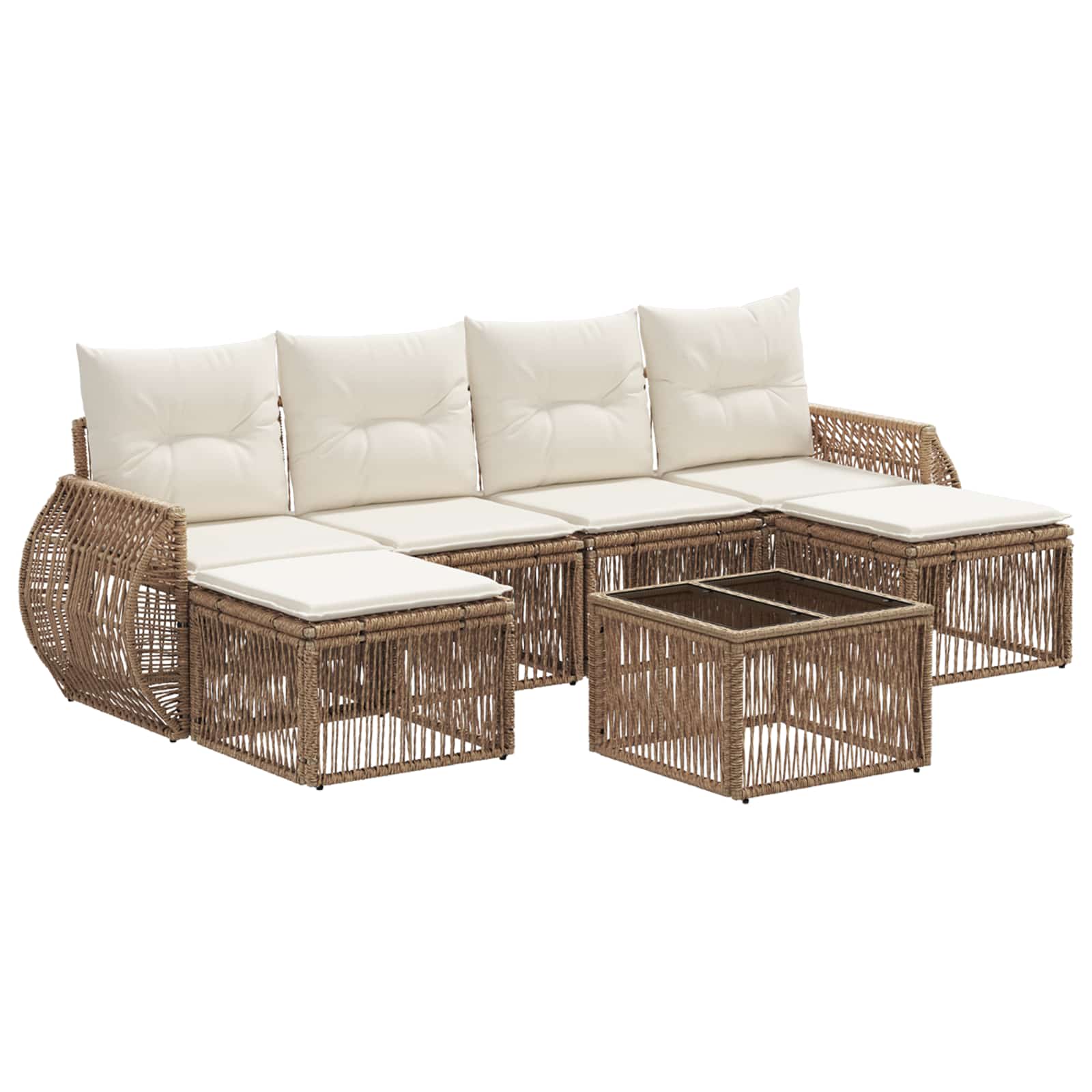 Ensemble de canapé de jardin 7 pcs Beige et blanc crème - XIOS