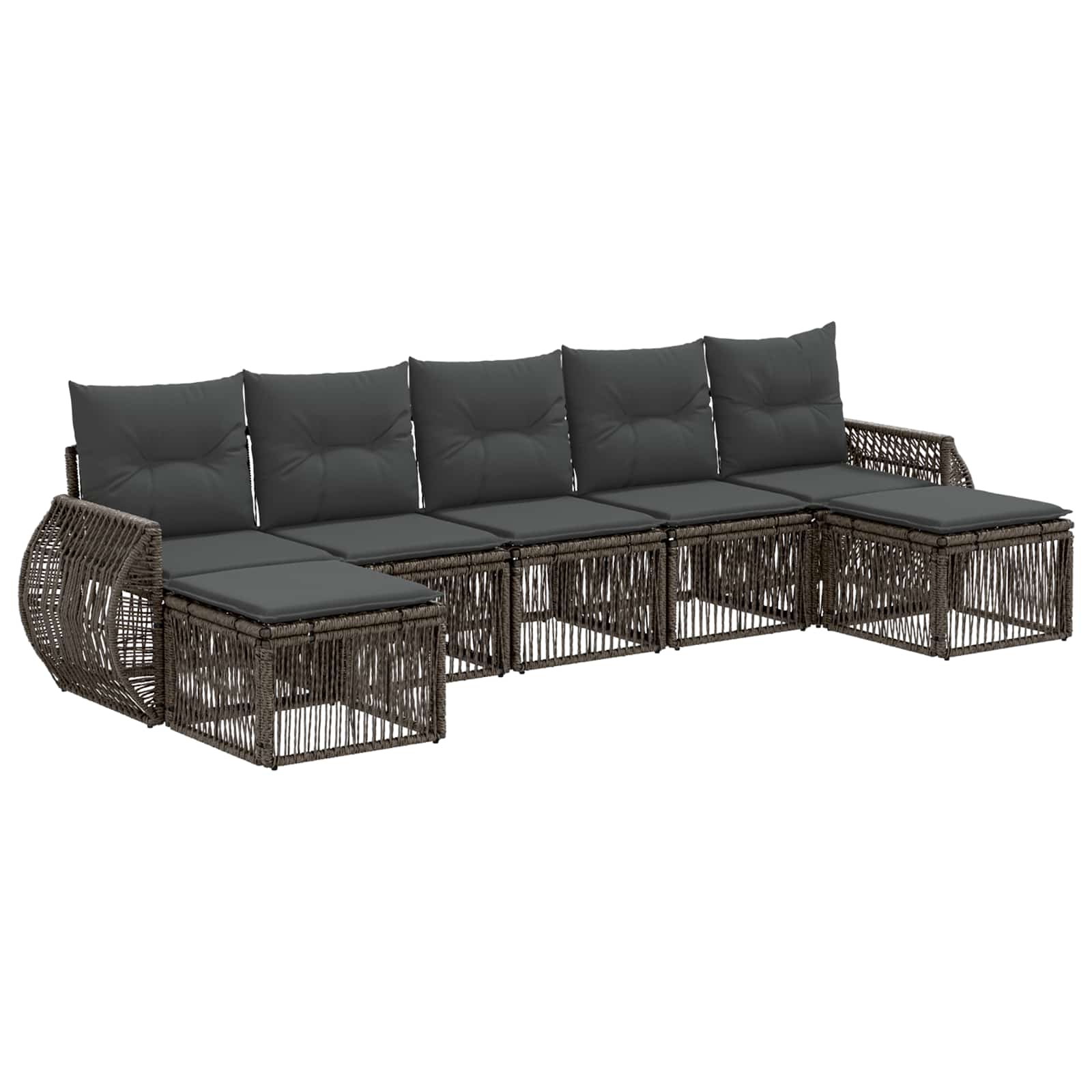 Ensemble de canapé de jardin 7 pcs Gris et Gris foncé polyrotin - XIOS