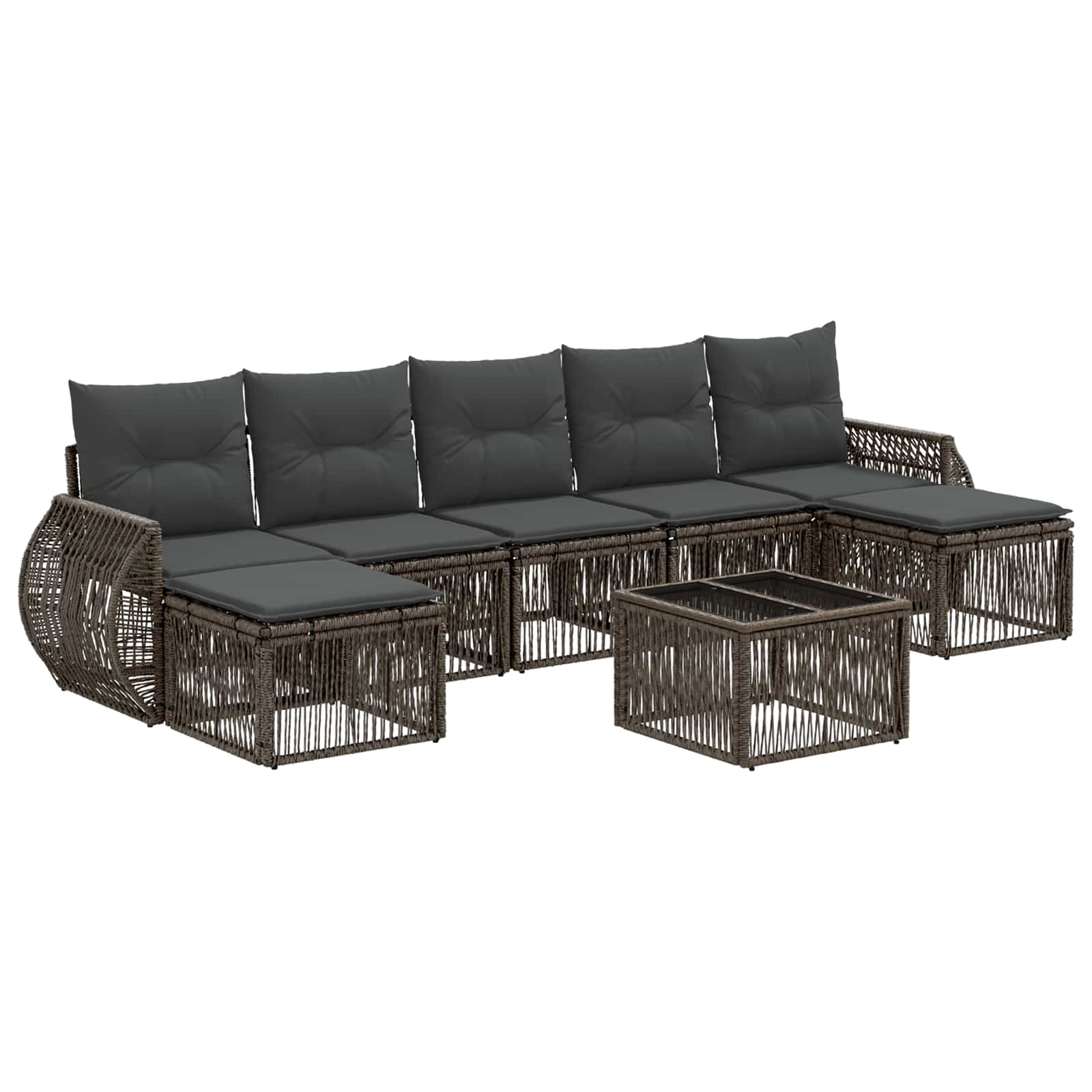 Ensemble de canapé de jardin 8 pcs Gris et Gris foncé polyrotin - XIOS