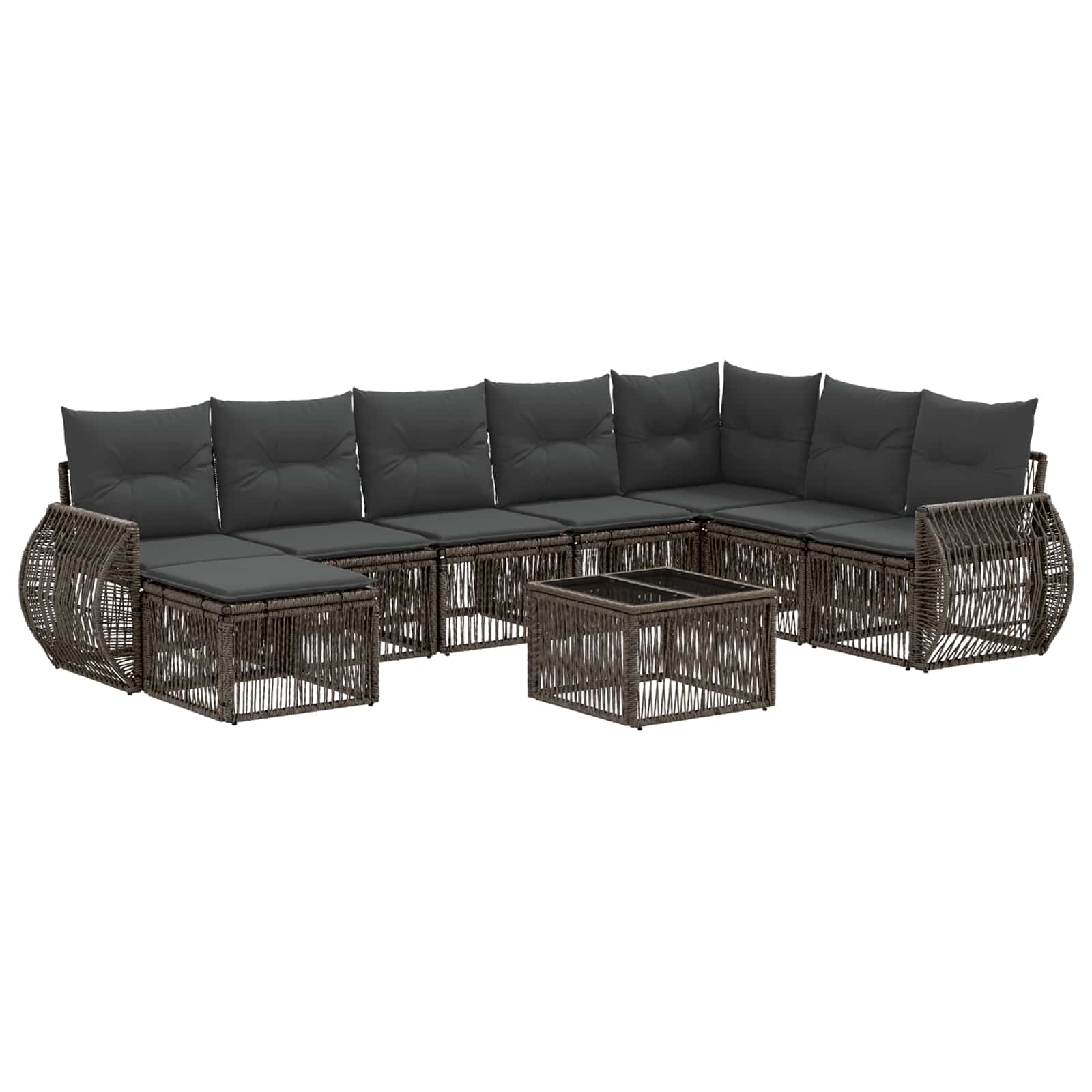 Ensemble de canapé de jardin 9 pcs Gris et Gris foncé polyrotin - XIOS